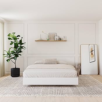 ベッドフレーム White bed frame VECELO-Victoria-Twin-Full-