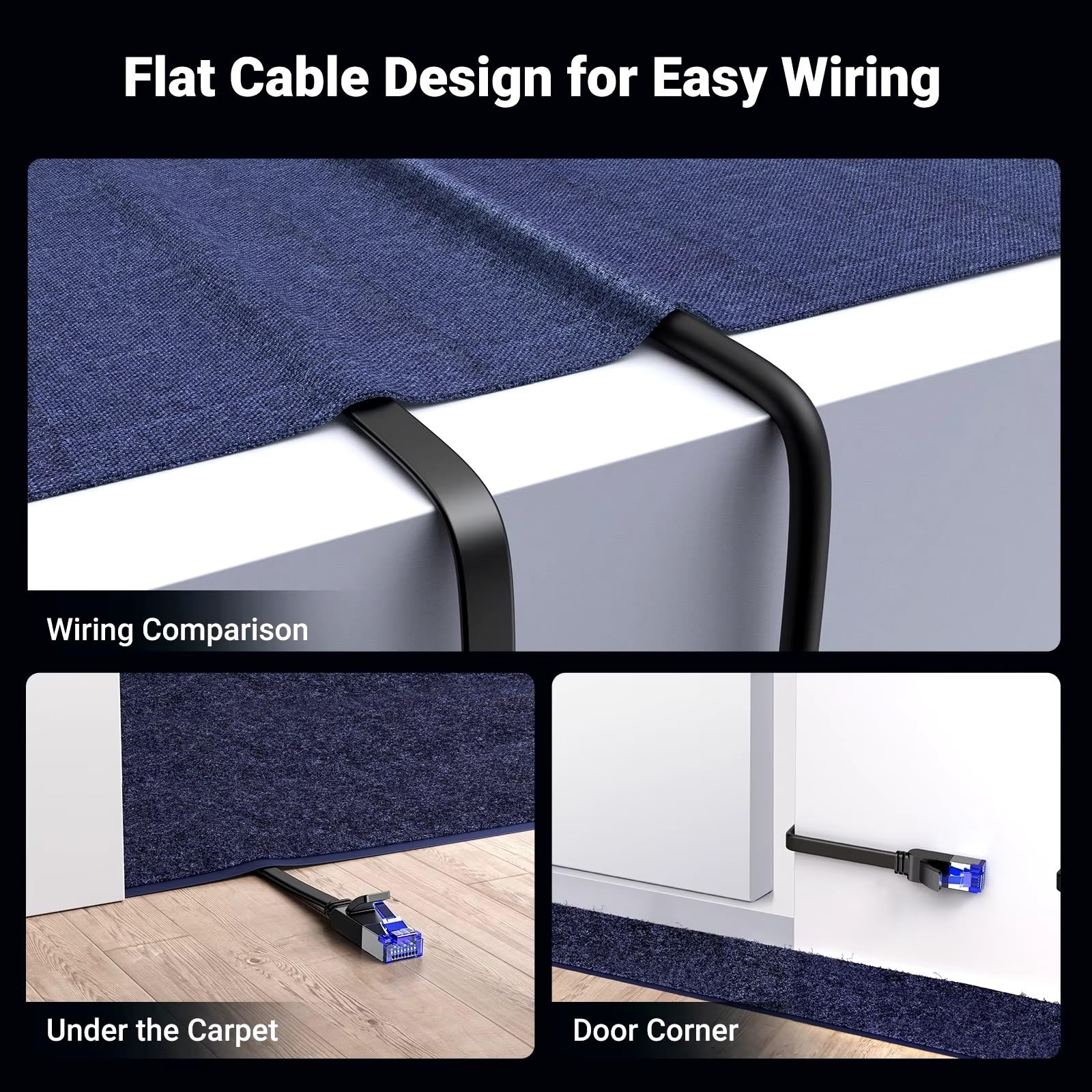 Kabel Ethernet CAT8 40 Gbps, nylonowy pleciony kabel sieciowy do komputera, modemu, laptopa, routera PS 5, płaski kabel Ethernet Cat 8 RJ45(CAT8D-40G, 10M)