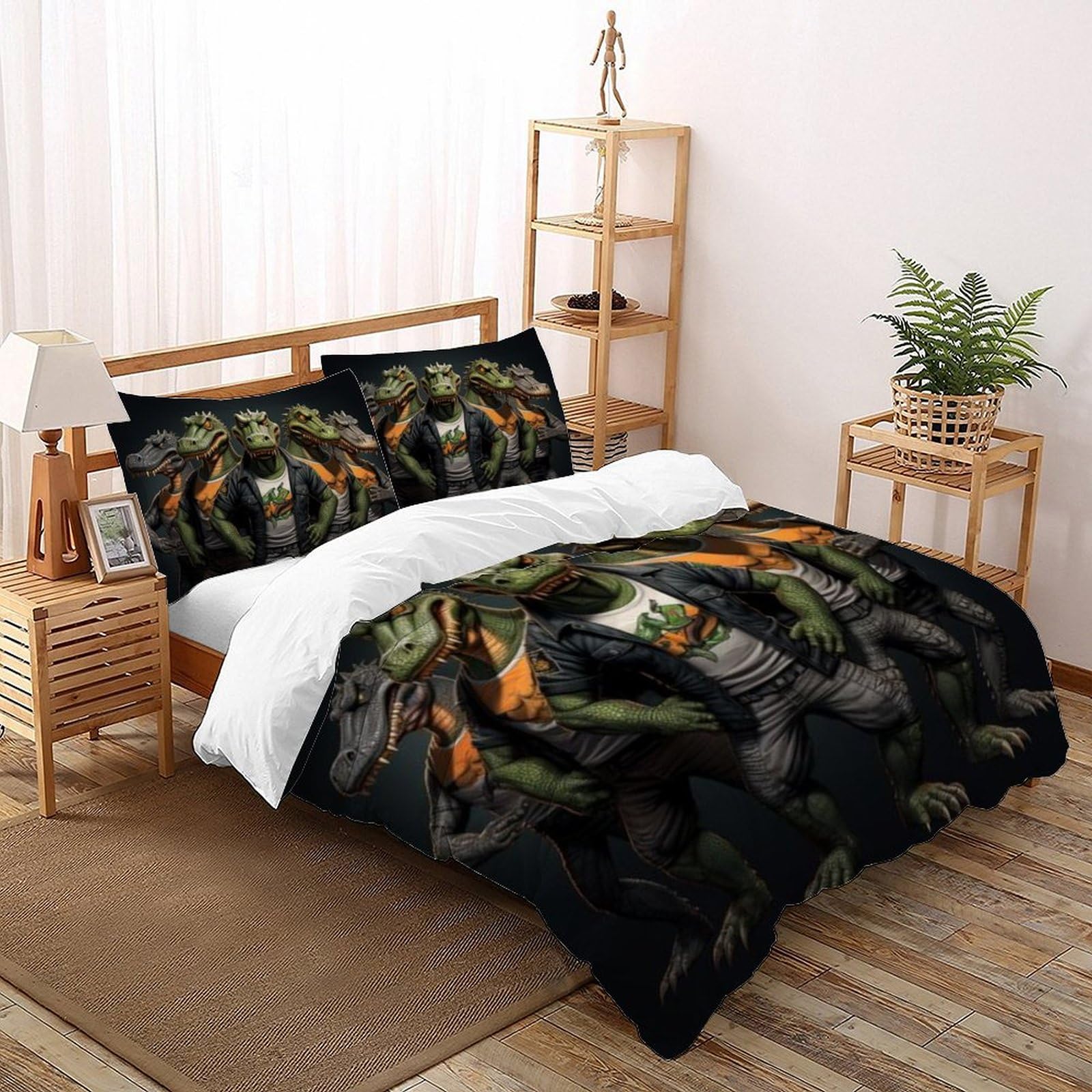 Housse couette crocodile 260x220 anti-pli fermeture éclair super king
