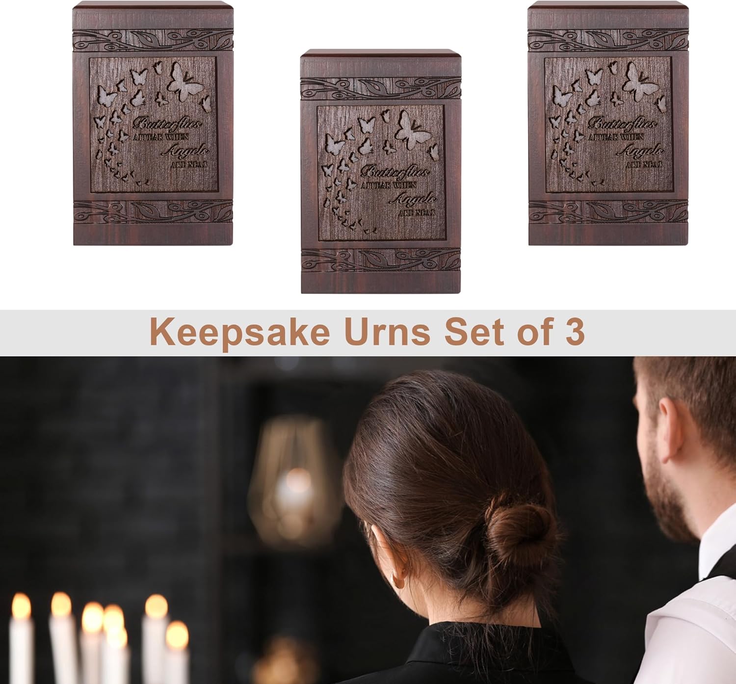Cremation Urns for Human Ashes Adult Male Female, Wooden Carved Butterfly Urns Box and Casket for Ashes Men Women Child, Pets Cat Dog Urn, Burial Funeral Memorial Urns for Ashe, Holds 20 Cubic Inch