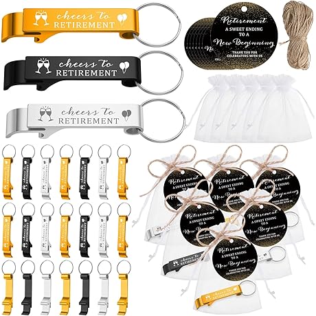 Maxcheck Retirement Party Favors, 54 Sets Retirement Keychains Cheers to Retirement Bottle Opener