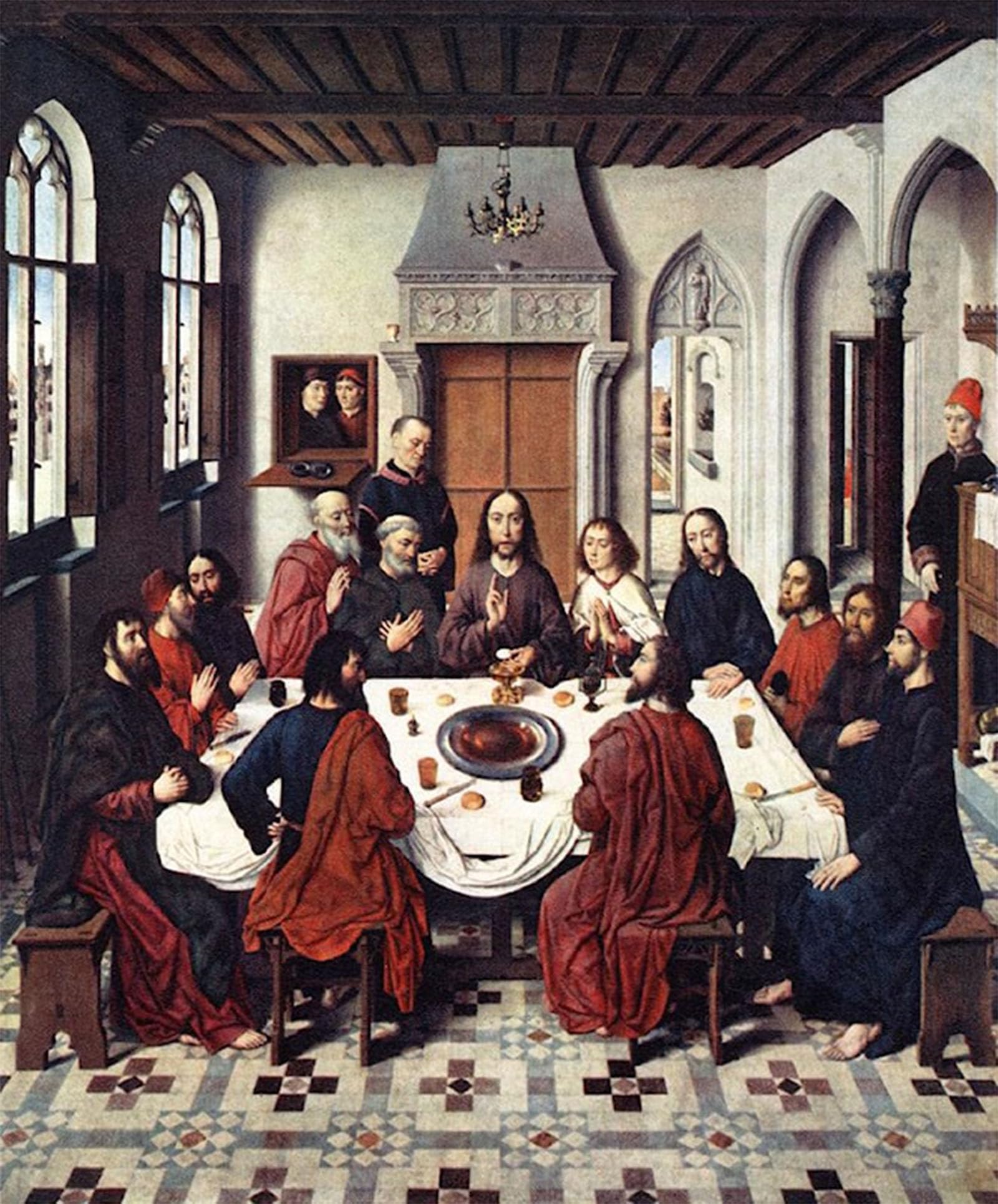 ARTXLXXBN Famous Print Painting Colorful Art Print Detail of the Altarpiece of the Holy Sacrament by Dirck Bouts Canvas Art Decorations for Home Decor 60x90cm