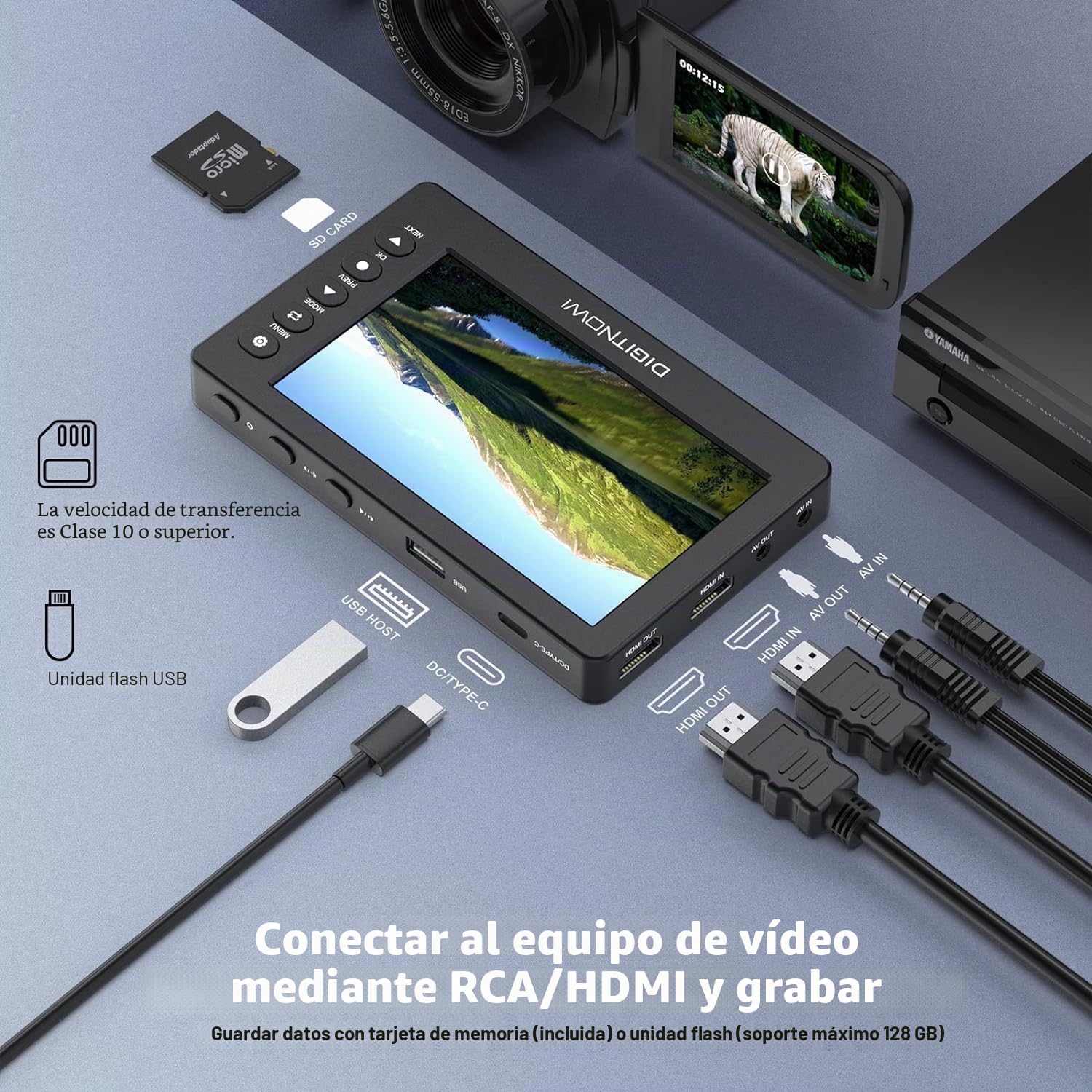 Convertidor VHS a Digital, HD Video Grabber, 1080P 60FPS Video a Digital Converter, Grabación deVideo y Audio de VCR, VHS, Hi8, DVD, Videocámara (Negro Mini DV)