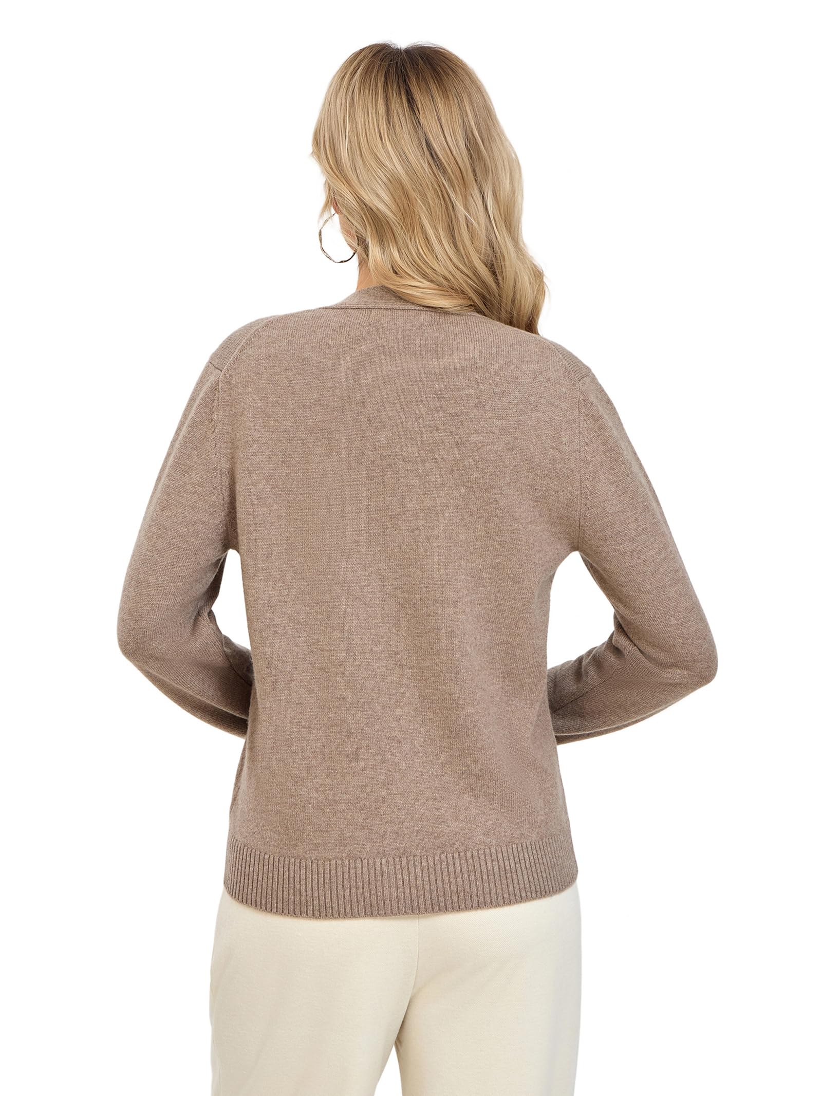 Damen 100% Merinowolle Strickjacke V-Ausschnitt Offen