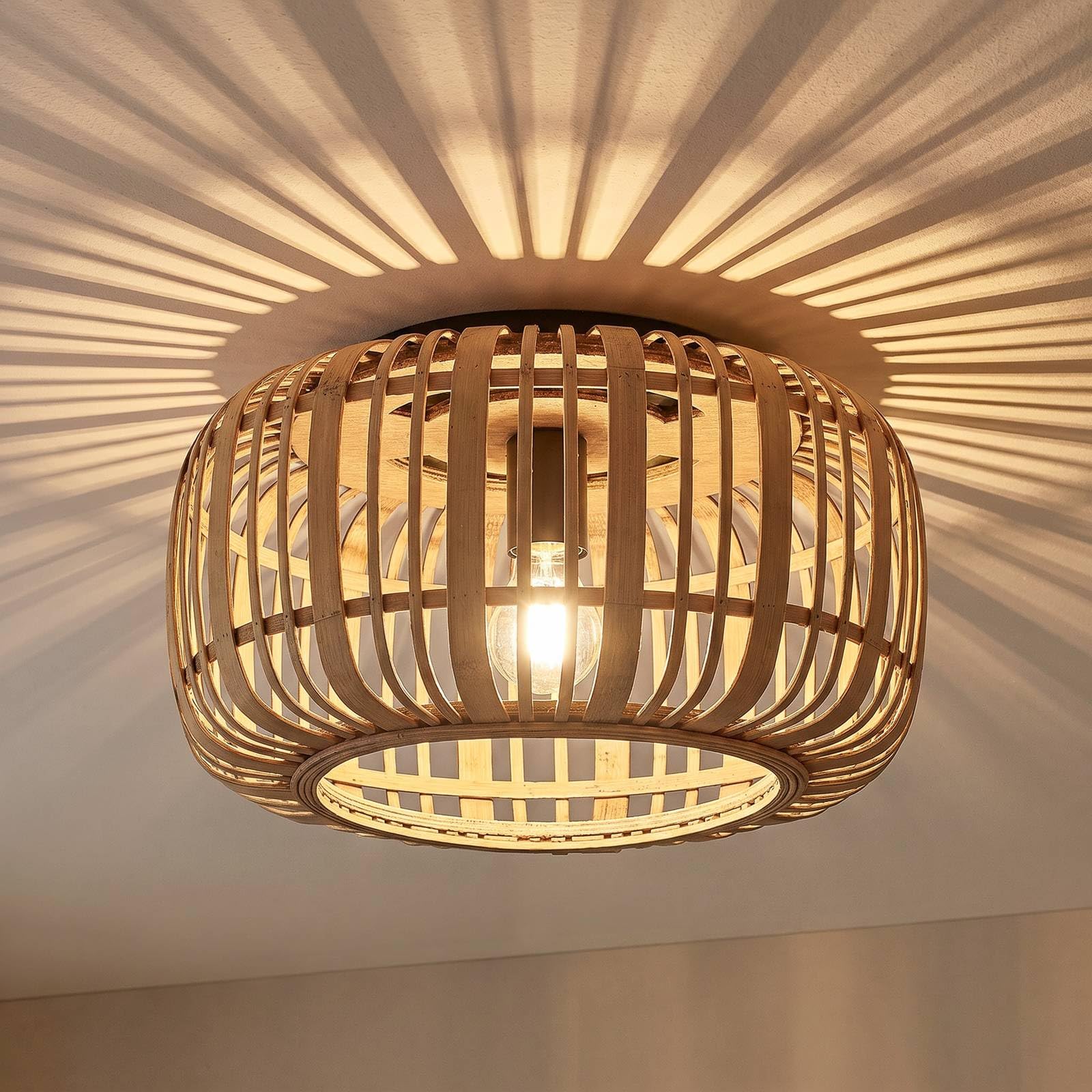 Lindby Deckenlampe Canyana (Landhaus, Vintage Rustikal) aus Holz (1 flammig E27) - Deckenleuchte Lampe Wohnzimmerleuchte