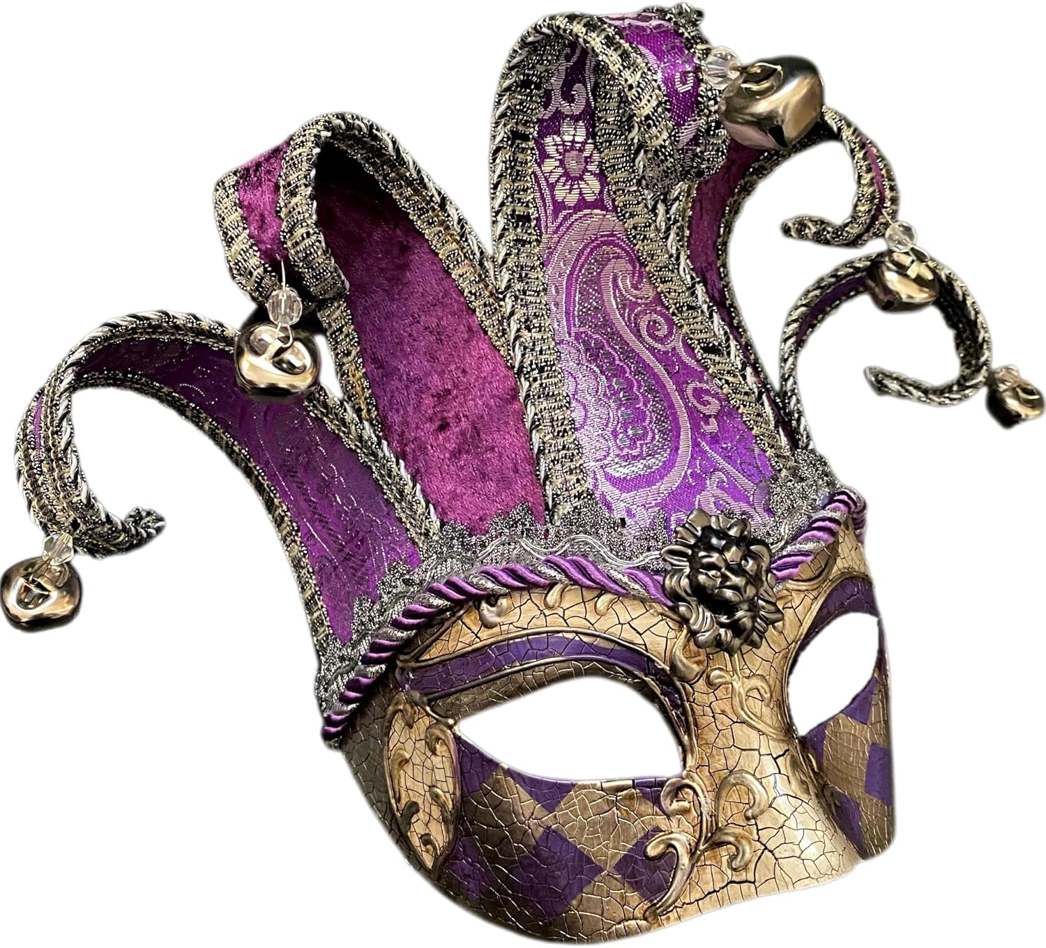 Unisex Mens Mardi Gras Vintage Harlequins Masquerade Jolly Jester Mask Cosplay Dance Birthday Carnival Party