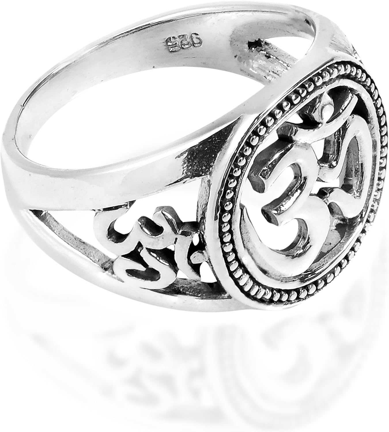 AeraVida Universal Harmony Symbol Aum or Ohm Sterling Silver Ring | Unisex Hindu Meaningful Ring | Silver Ring Anniversary Jewelry Gift | Size 8