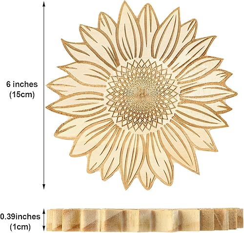 Miniatura 7 de 2 salvamanteles de madera de girasol para platos calientes, antideslizantes, resistentes al calor, salvamanteles de madera para mesa y encimera de