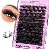 Yawamica Fluffy Lash Clusters Thick 200D Volume Eyelash Clusters 14-20mm Wispy Individual Lashes D Curly Cluster Eyelash Extensions 240pcs DIY Lash Extension for Beginners