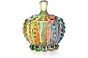Joeyan 6 oz Colorful Embossed Glass Jars with Lids: Shimmering Candy Dish Treasures