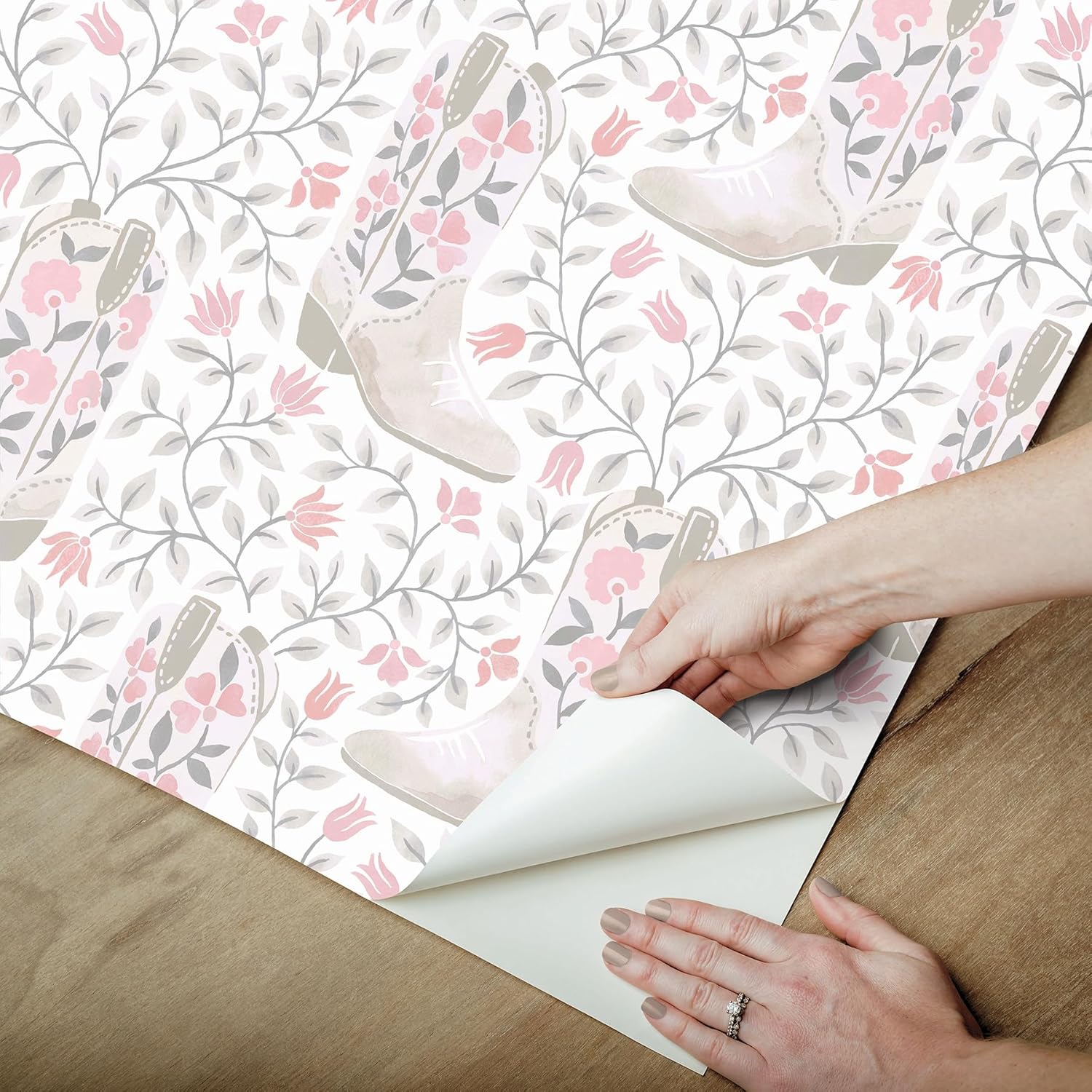 RoomMates Cowgirl Like Me Pink Peel and Stick Wallpaper, RMWS1259