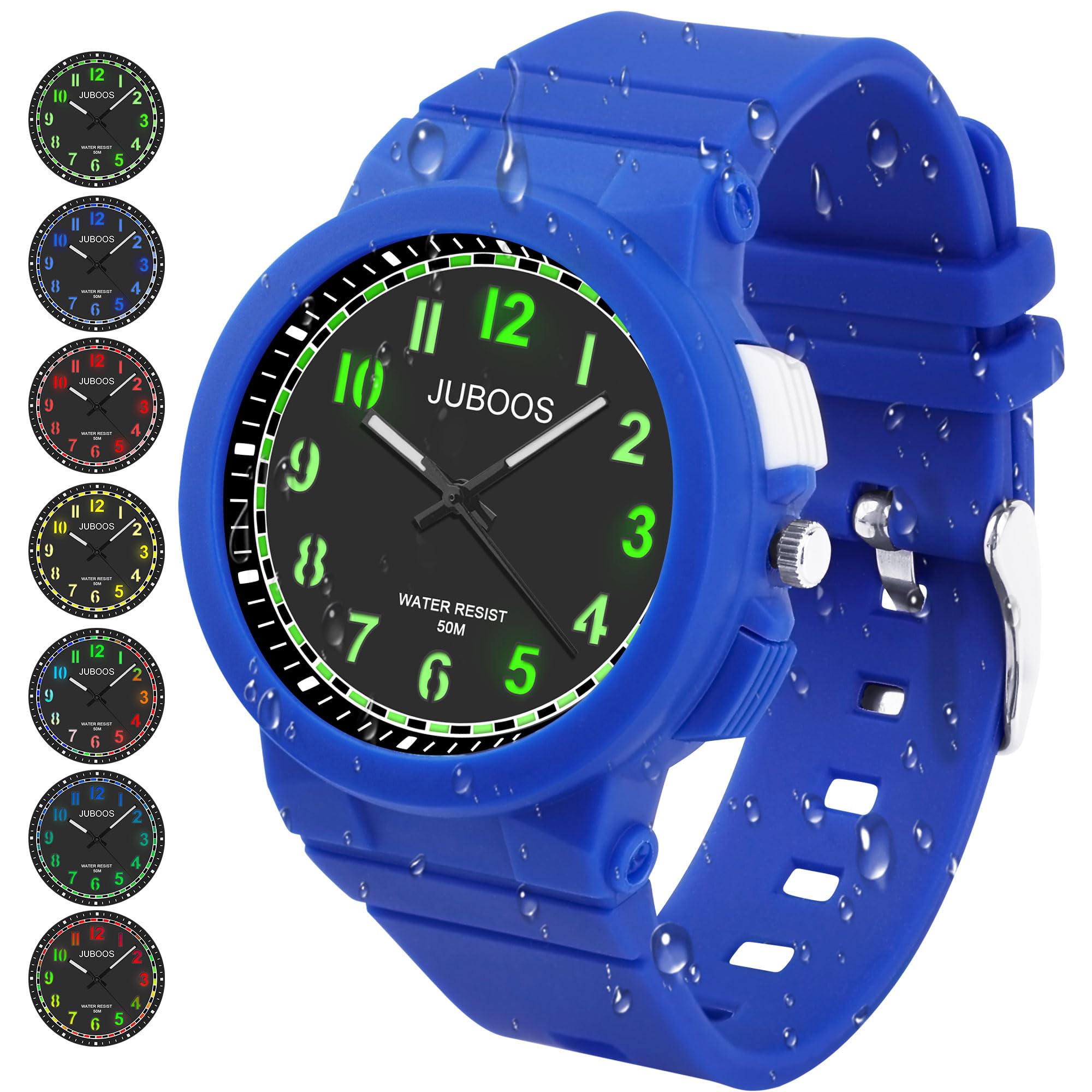 Juboos Nuovi Orologi per Bambini a 7 Colori,Orologio Analogico al Quarzo per Bambini per Ragazzi e Ragazze,Orologi Impermeabili per Insegnare il Tempo,Cinturino Morbido per Orologi 5-16
