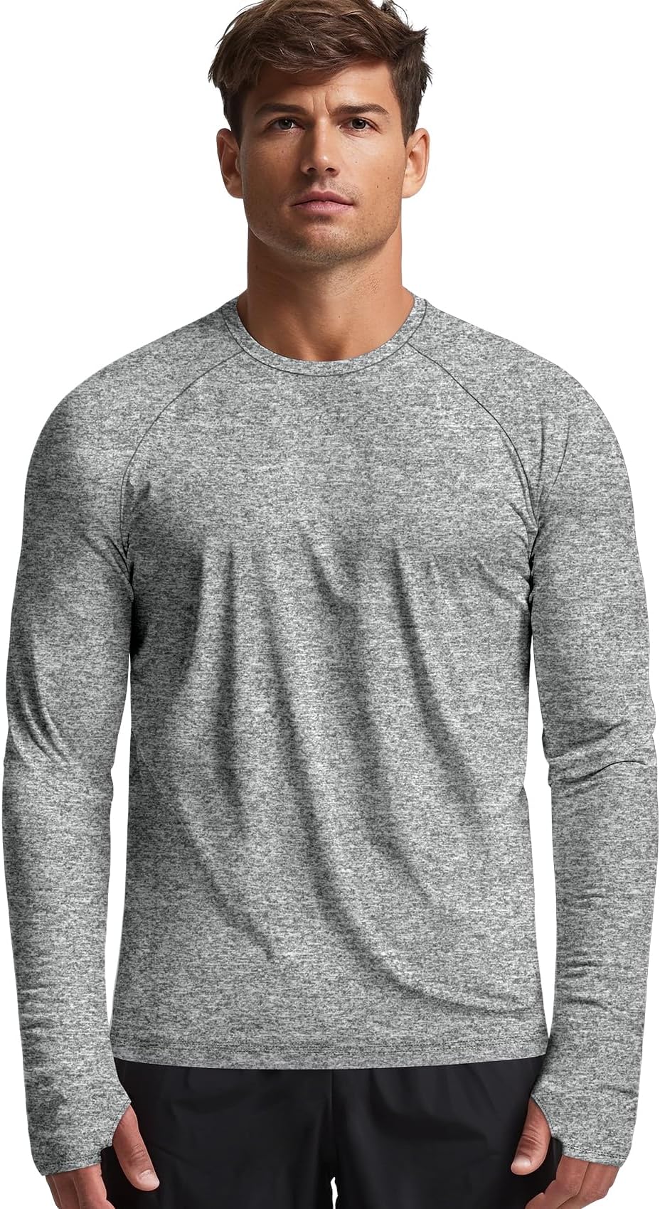 Mens Long Sleeve Workout Shirts Light Weight Quick Dry UV/SPF Athletic T-Shirt Running Hiking with Thumb Holes