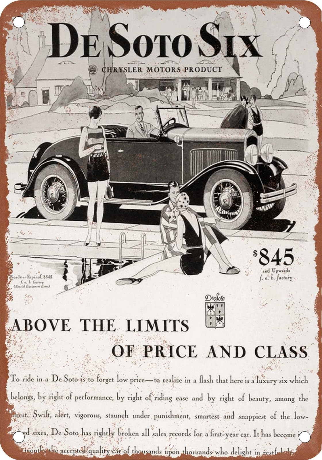 Miaomansenstore Metal Sign - 1929 Desoto Vintage Ad 02 - Old Retro Rusty Look Home Decor