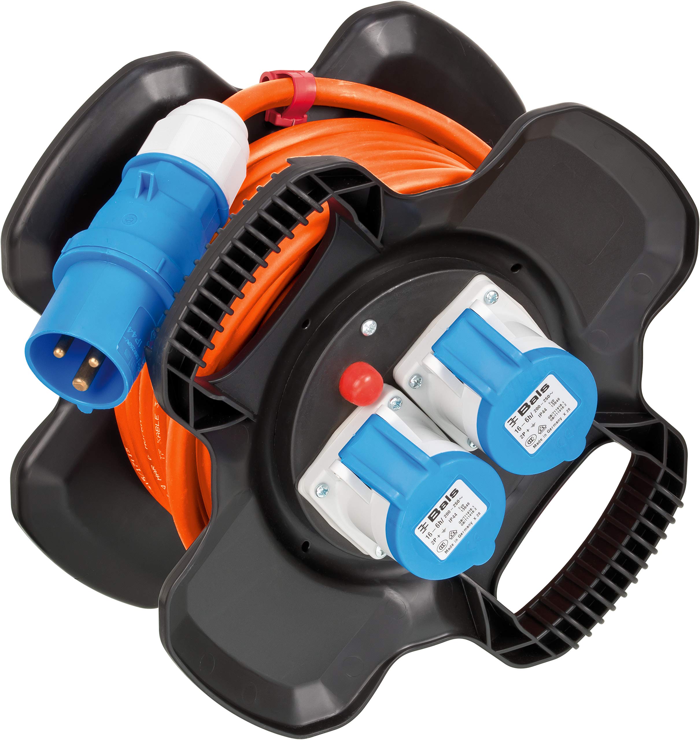 BrennenstuhlCEE X-Gum 230 V Camping Cable Reel (10 m H07RN-F 3G2.5 Cable in Orange, Cable Reel with 2 CEE and 3 Earthing Contact Sockets, Permanent Use Outdoor IP44, Made in Germany)
