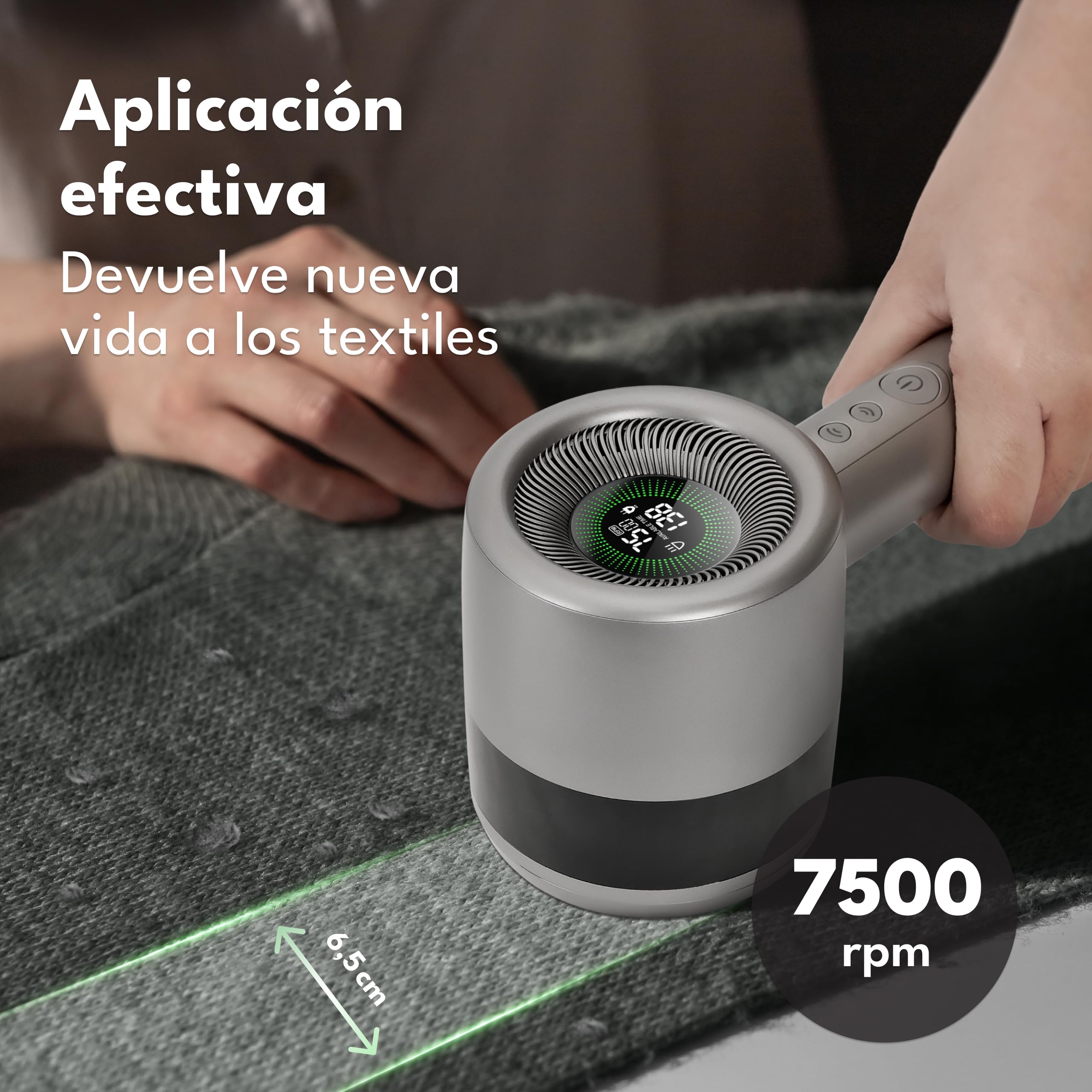 LEBENLANG Premium quitapelusas electrico Recargable 4000mAh - 5 Modos | 3,5h de autonomía I Incl. linterna & pantalla LED I Maquina quita pelusas para Quitar bolas de la ropa bolitas Pelusas lint