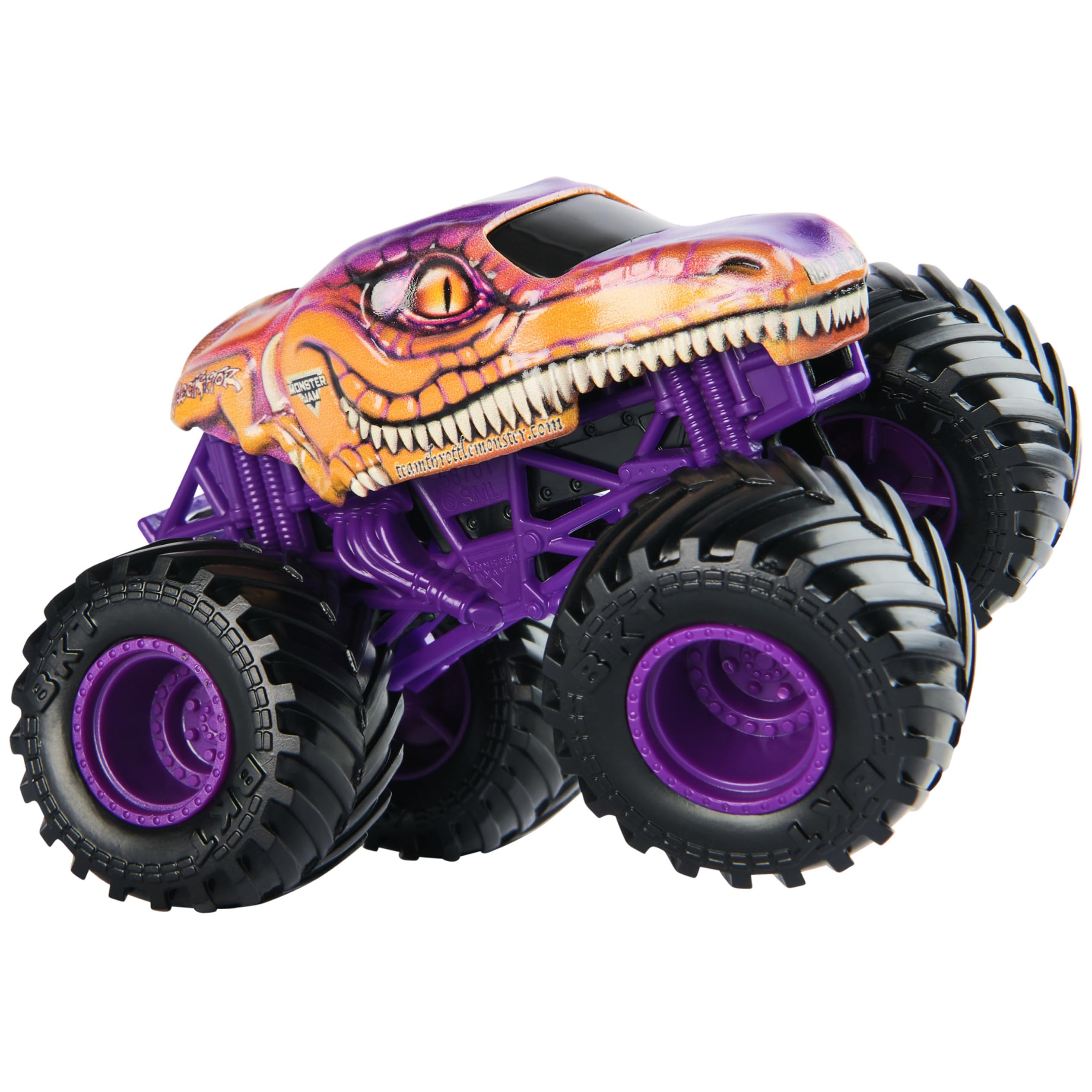 Monster Jam, ThunderROARus vs. Velociraptor Monster Truck pressofuso, scala 1:64, giocattoli per bambini dai 3 anni in su