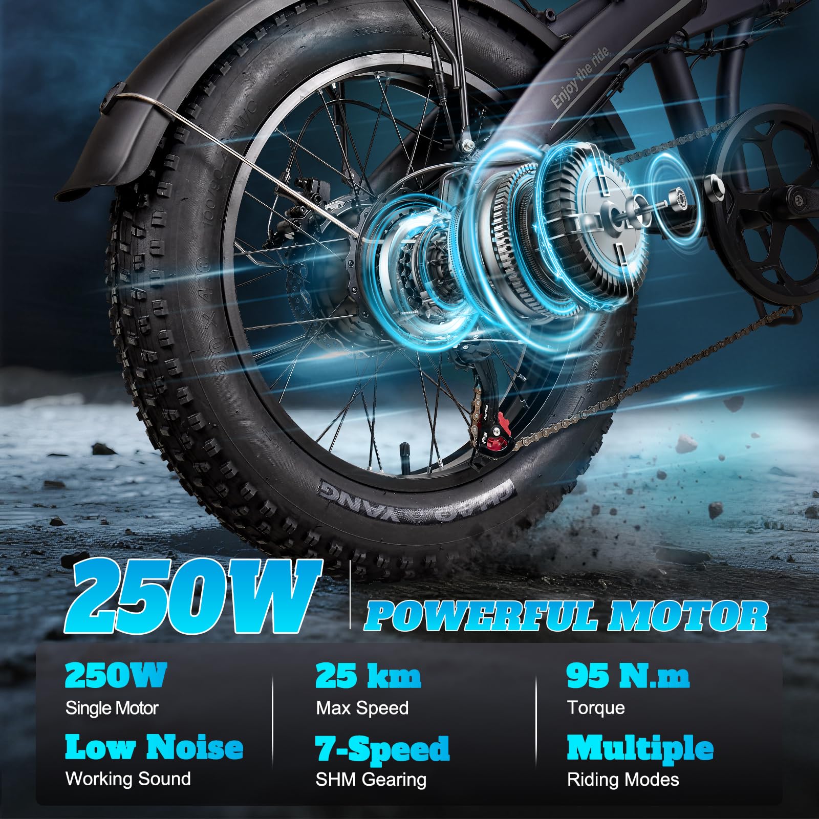 S9 Vélo électrique Pliable, pneus Tout-Terrain 20 x 4,0 Pouces, autonomie Longue 125 km, 7 Vitesses, vélo électrique Adulte Homme et Femme
