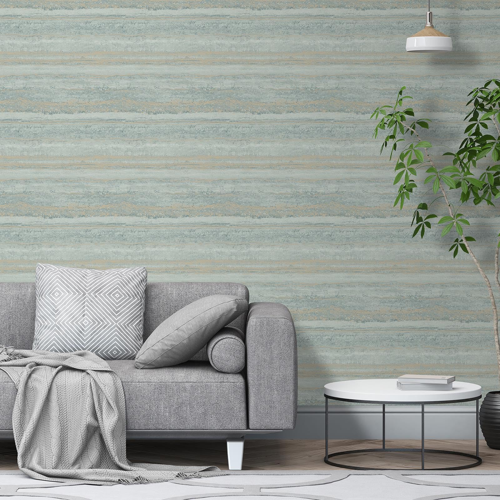 World Of Wallpaper Sage Green Strata Marble Effect Design Wallpaper For Living Rooms, Elegant Bedrooms, Feature Walls Metallic Highlights /Gold 3102