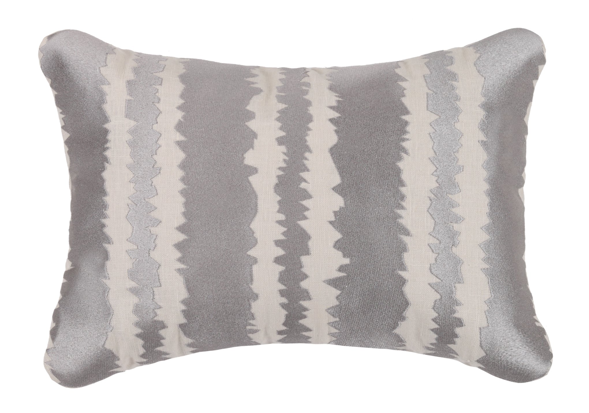 Santorini Embroidered Linen Pillow, 14x20 Inch, Stone