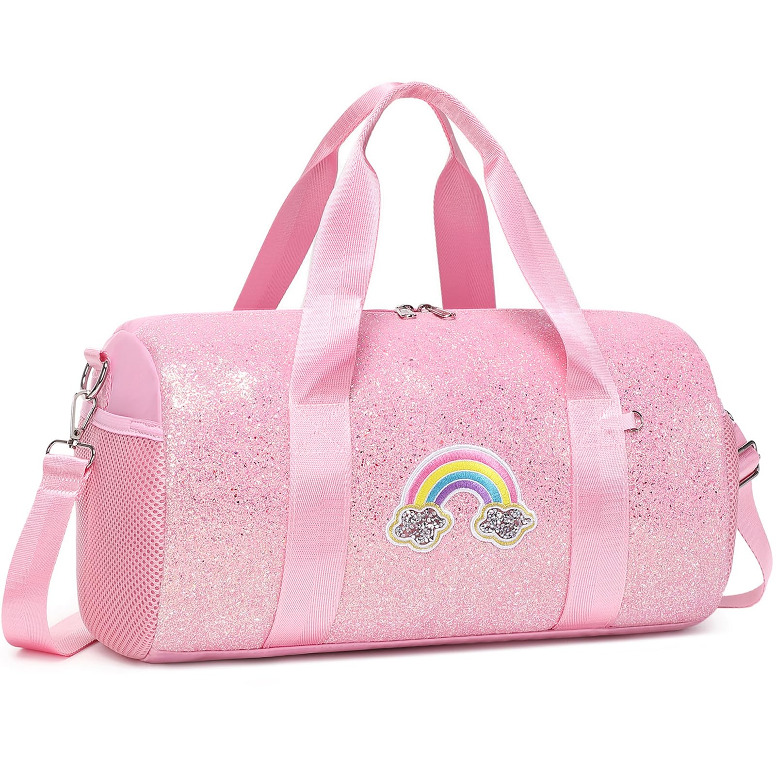 Glitzer Sporttasche Kinder Mädchen Tanztasche für Ballet Kleine Schultasche Schultertaschen Gymnastiktasche Kleine Kinderreisetasche mit Wasserdichter Tasche
