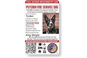 Just 4 Paws Custom Psychiatric Service Dog ID Card with QR Code & Security Seal
