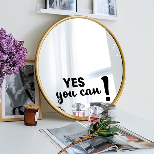 Calcomanía de espejo "Yes You Can Sign with Exclamation Mark - Yes You Can Words of Inspiration Decor - Diferentes fuentes Yes You Can Sign"