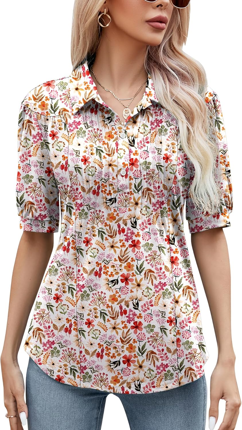 Micoson Womens Blouses Dressy Casual Short Sleeve Button Down Collared Polo Shirt Loose Tunic 2023 Summer Tops Micoson Womens Blouses Dressy Casual Short Sleeve Button Down Collared Polo Shirt Loose Tunic 2023 Summer Tops