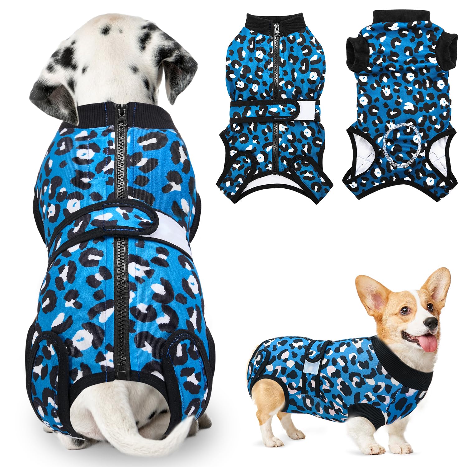 SlowTon Dog Surgery Recovery Suit, Anti-Licking Puppy Medical Onesie with Zipper, Surgical Bodysuit Abdominal Wounds Protector, Professional Cone Collar Alternative for Female and Male Dog
