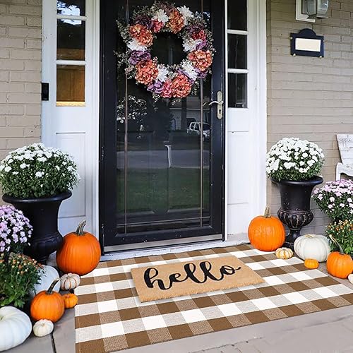 Miniatura 25 de CAINANEL Buffalo - Alfombra de algodón a cuadros de 5 x 7 pies, tejida a mano para interiores y exteriores, alfombra de área para puerta de Tela