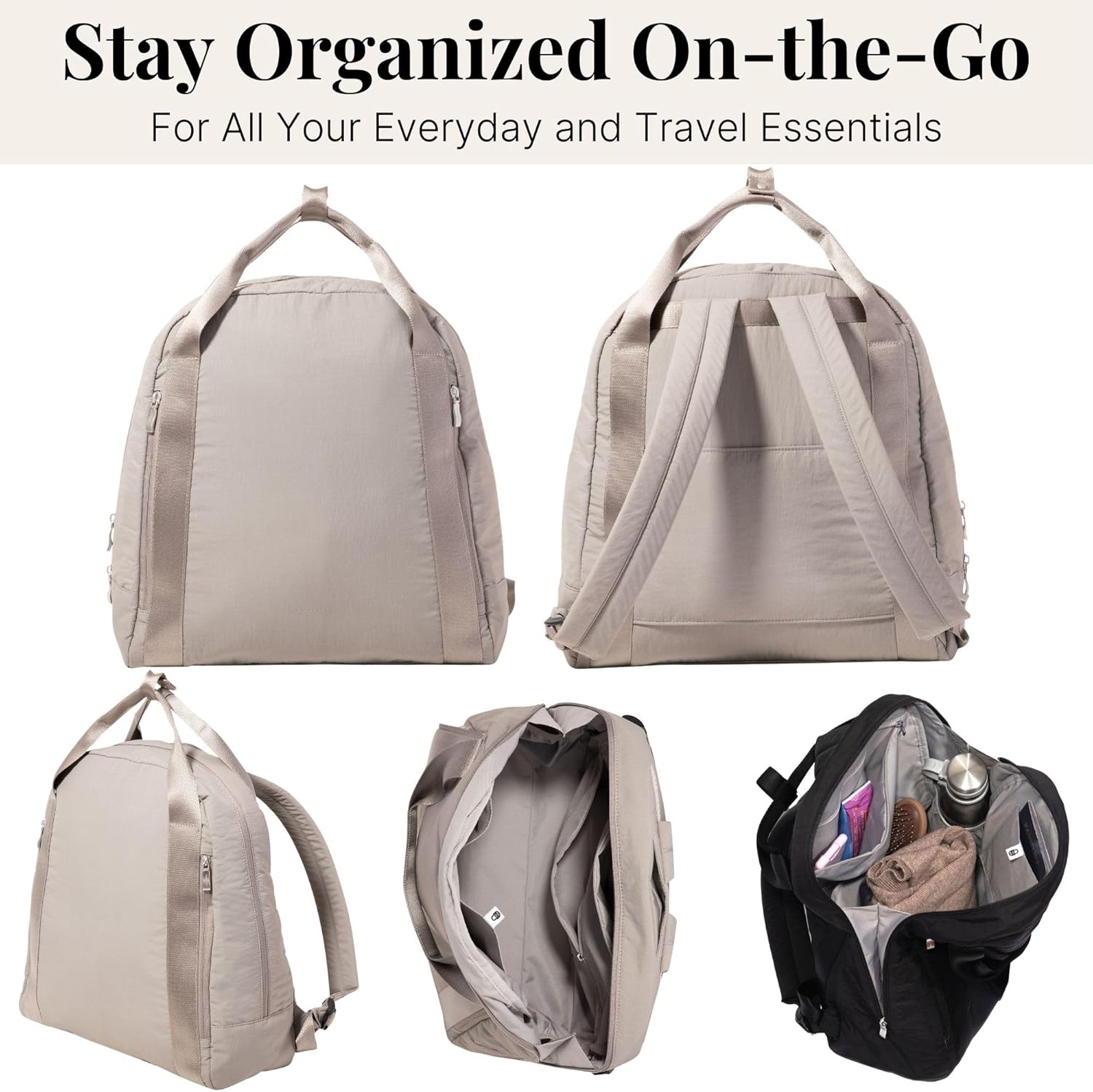 Baggallini Swift Backpack - Lightweight 4.5”x15.3”x6.3” Travel Backpack with RFID Pocket, Luggage Sleeve and Padded Straps