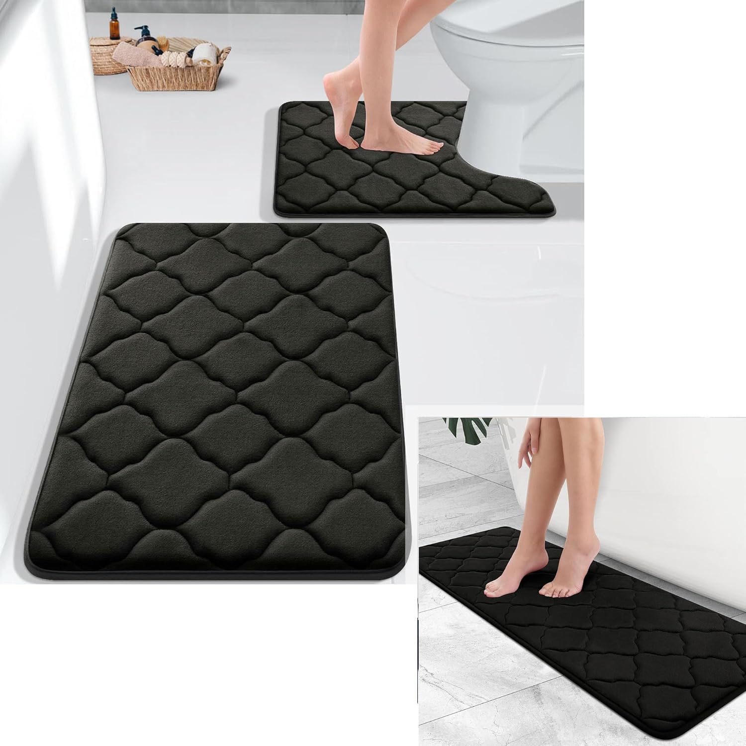 OLANLY Memory Foam Bath Rugs and Toilet Rug UShaped, Bath