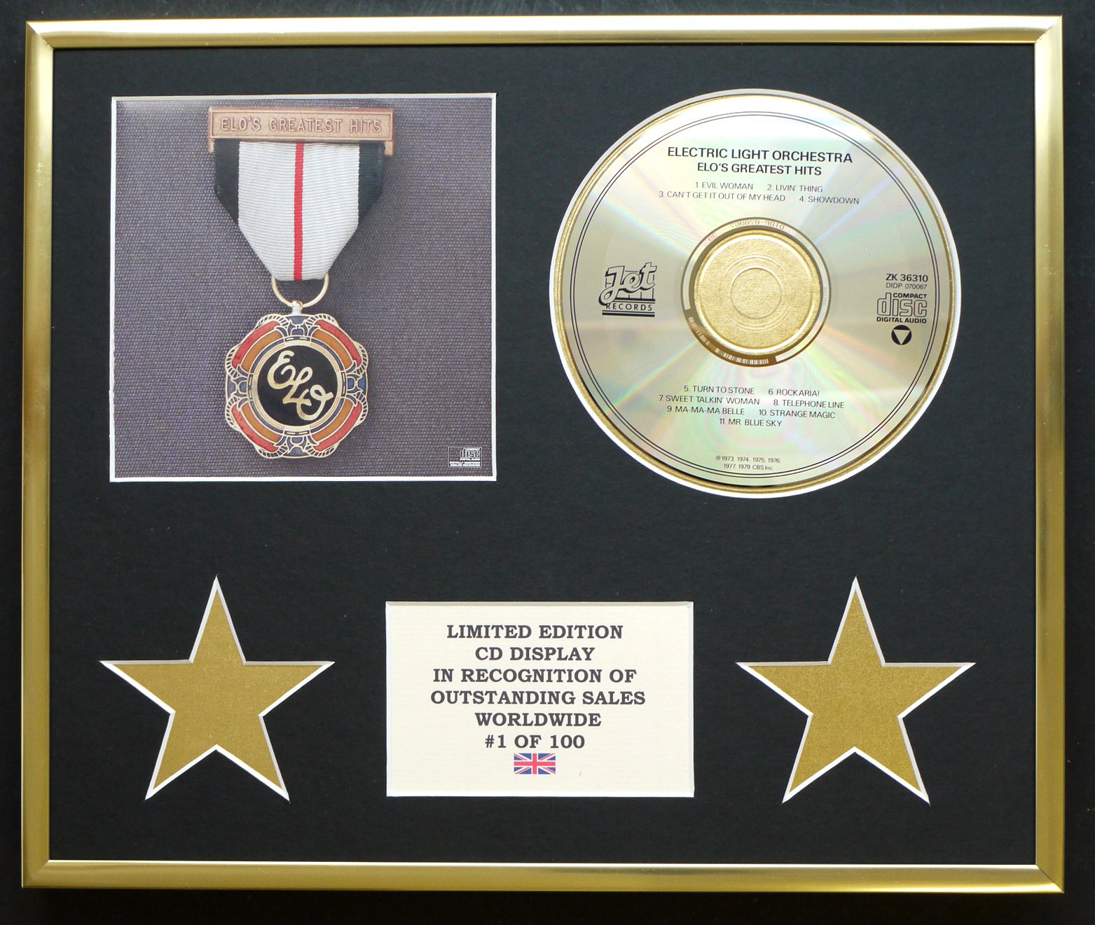 Limited Edition Cd Display Gold Elo/Cd Display/Limited Edition/Coa/Greatest Hits