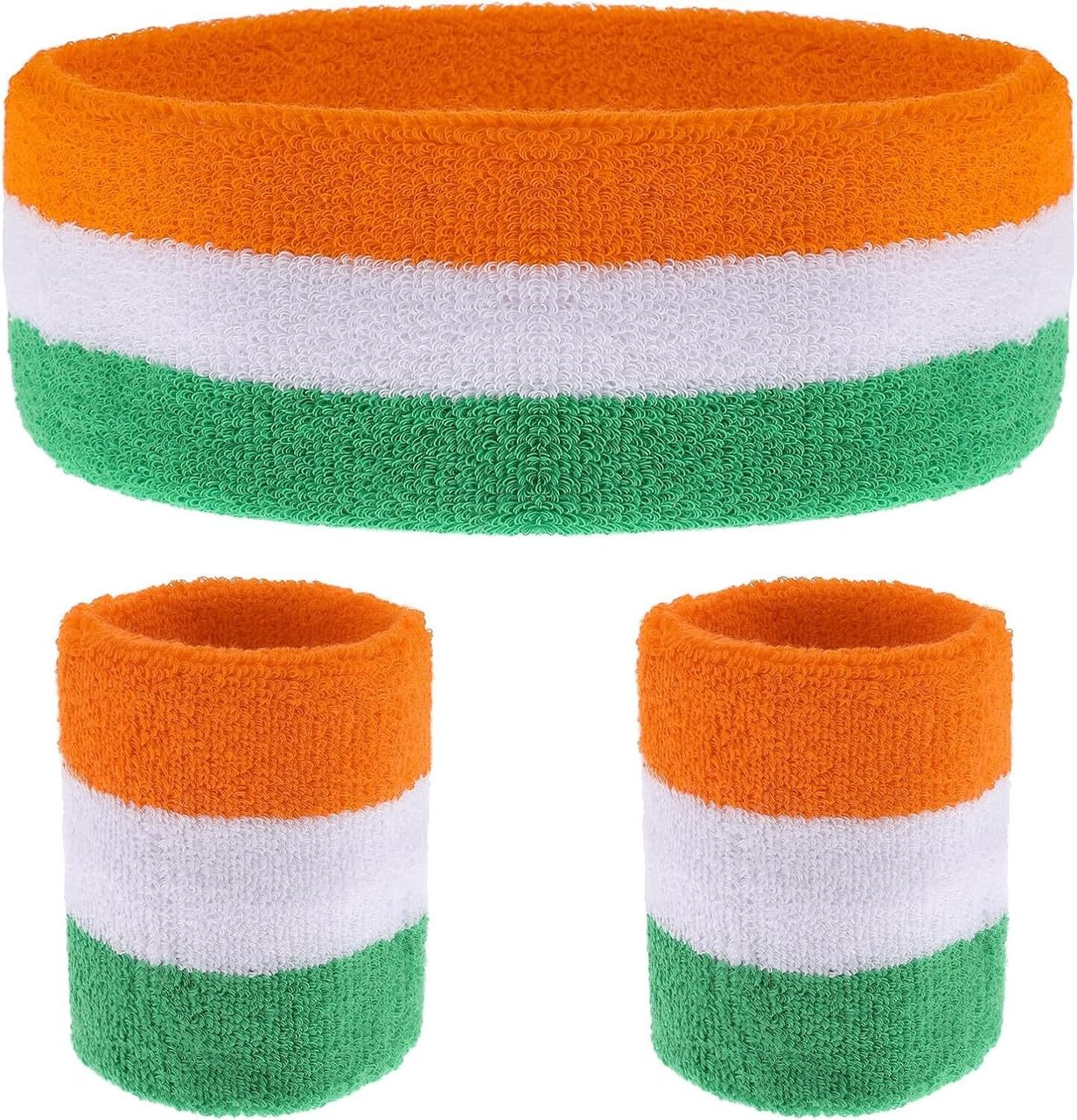 Indian Flag Sweatband Set, 1 Headband and 2 Wristbands, Tricolour Sports Accessories-image-17
