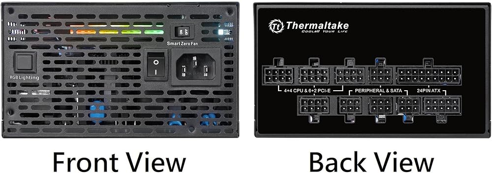 Thermaltake Toughpower Grand RGB 850W 80+ Platinum Smart Zero RGB Fan, SLI/CrossFire Ready Continuous Power, Full Modular ATX 12V 2.4/EPS 12V 2.92 Power Supply thumbnail 4