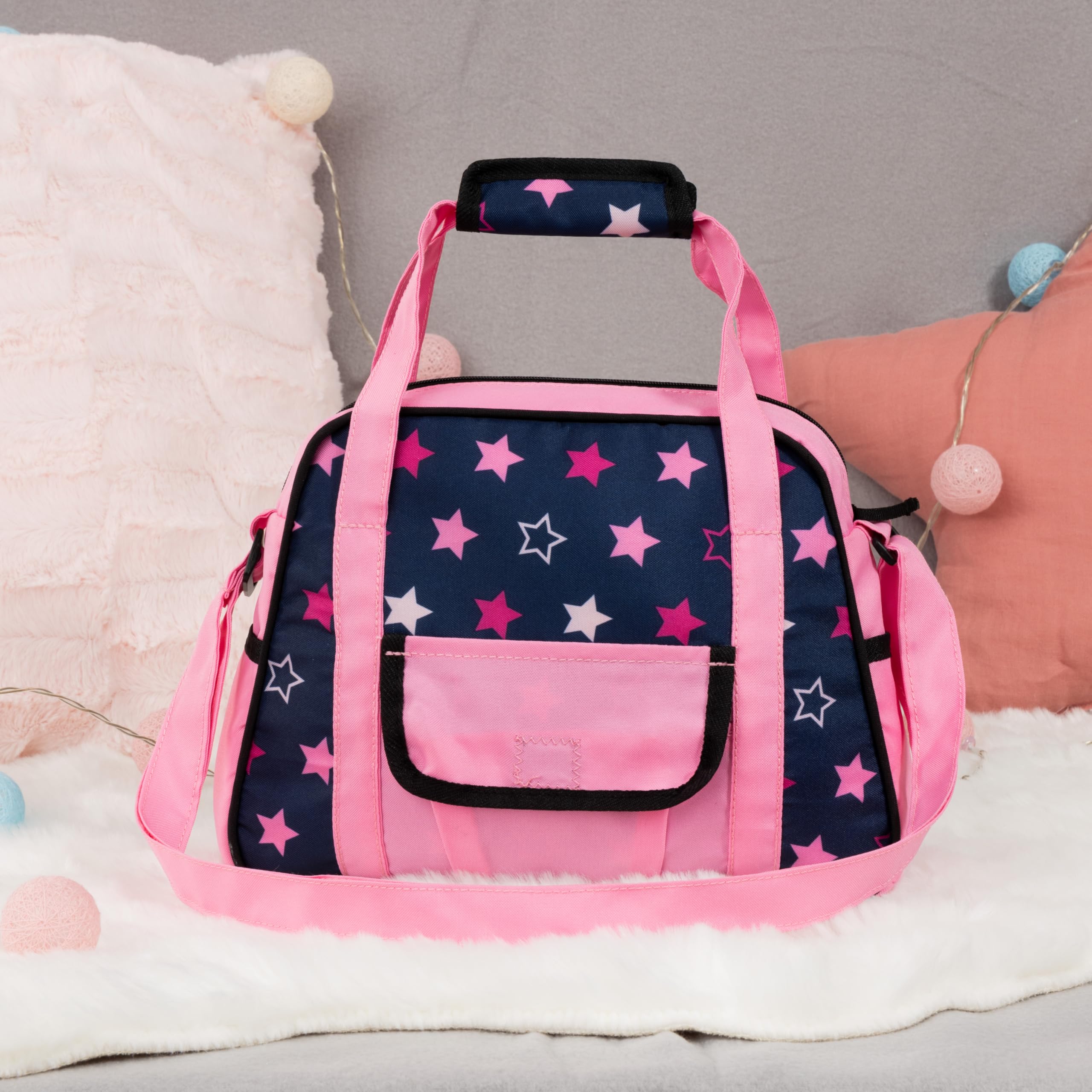 Bayer Design changing bag for dolls changing mat, sewing diaper, nappy, Blue, Pink, 27 x 7 x 20 cm - Image 4