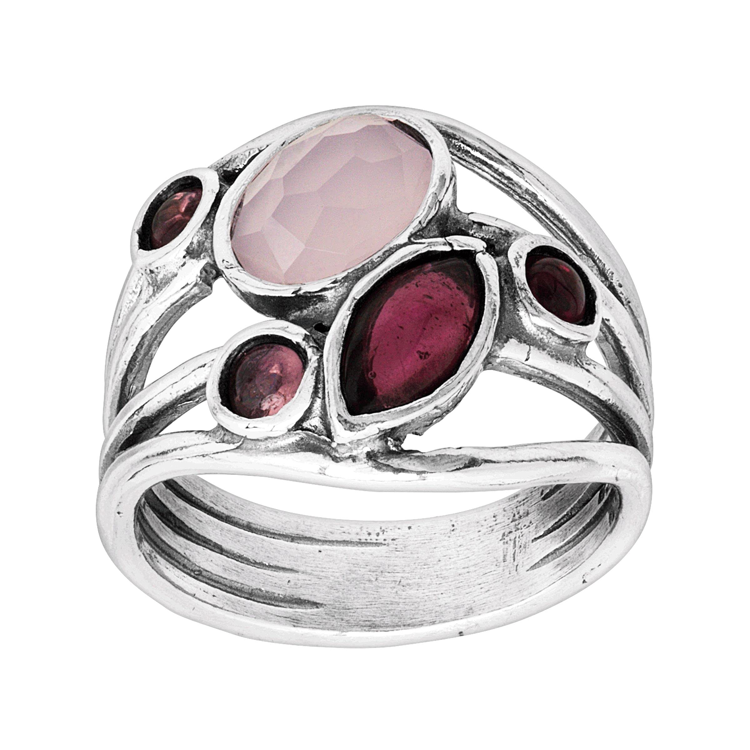 SilpadaRed Alert' Natural Garnet, Rose Quartz, Pink Tourmaline Ring in  Sterling Silver