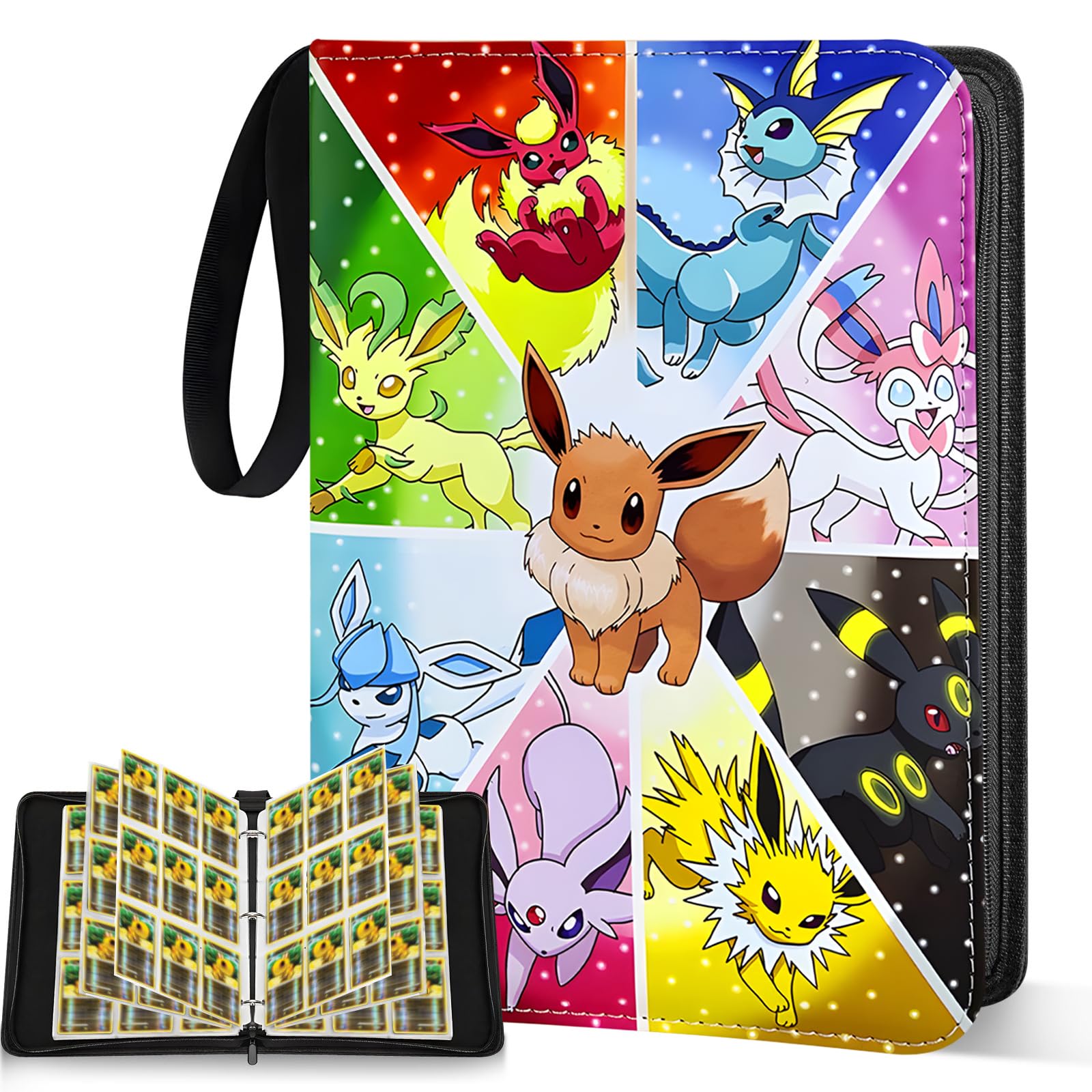 9 Pocket Card Binder, 50 Pages 900 Pockets Trading Card Binder, PU Waterproof Card Folder, Card Collection Binder with Zipper, Portable Trading Card Album