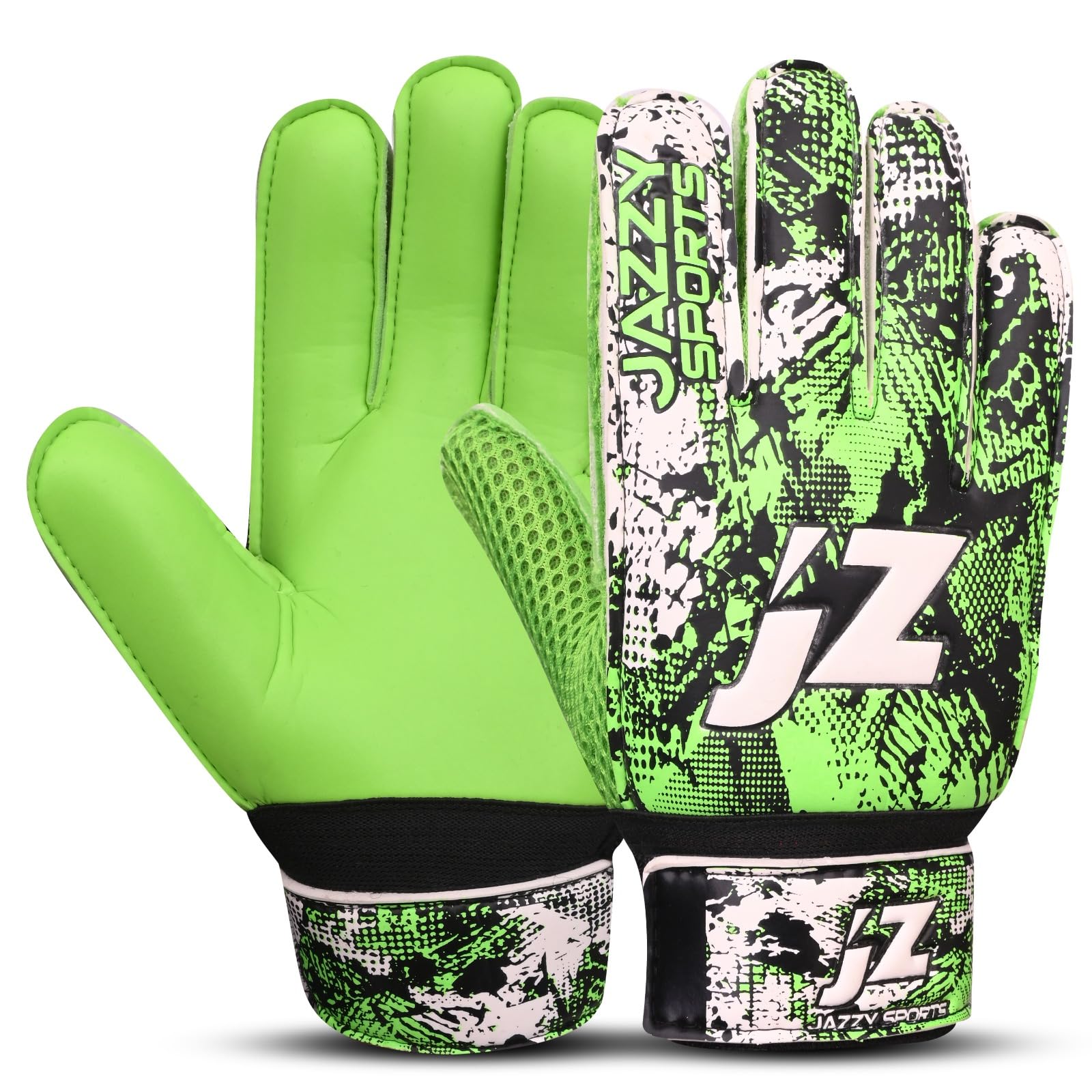 Jazzy Sports Soccer Goalie Gloves, Goalkeeper Gloves Finger Save,Soccer Gloves 4mm Latex Strong Grip Finger Spine Protection,Goalie Gloves for Kids