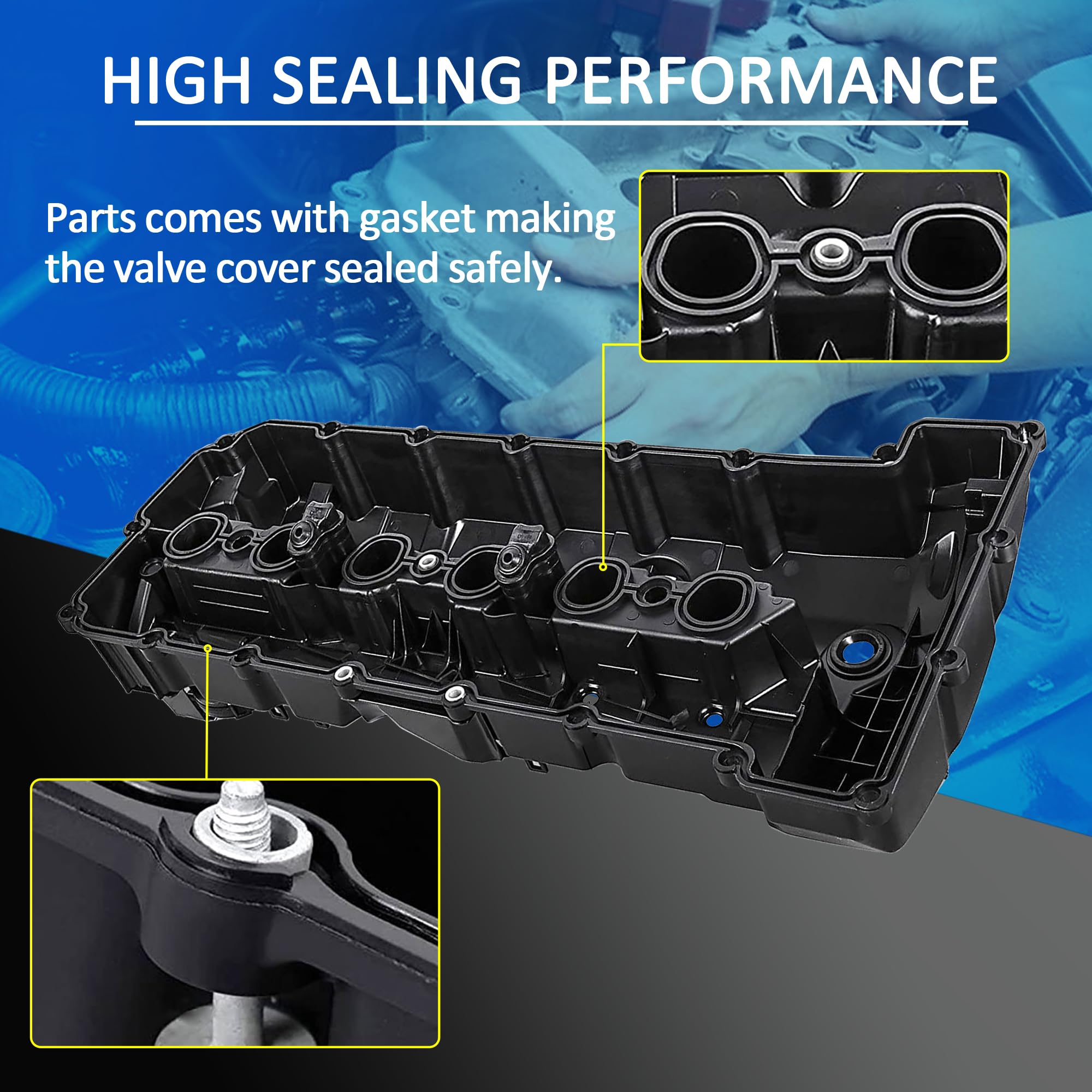 Right Engine Valve Cover For Ford F-150, Explorer, Mustang & More | With Gasket & Bolts - Replaces BR3Z6582G