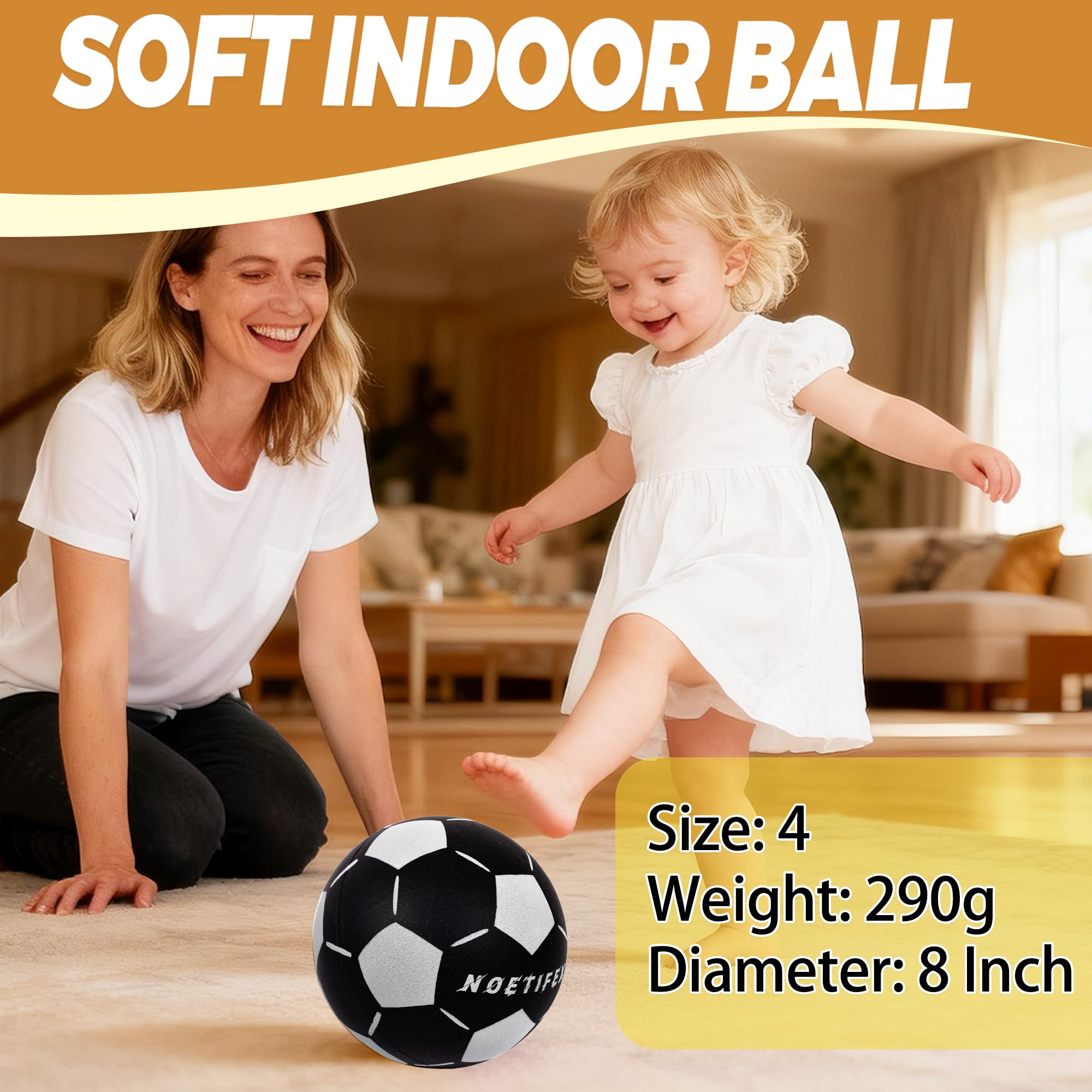 Silenzioso pallone da calcio misura 4, palla da allenamento in schiuma per allenamento silenzioso, palla morbida per giovani, adolescenti, uomini e donne, 300 g, pronto come regalo