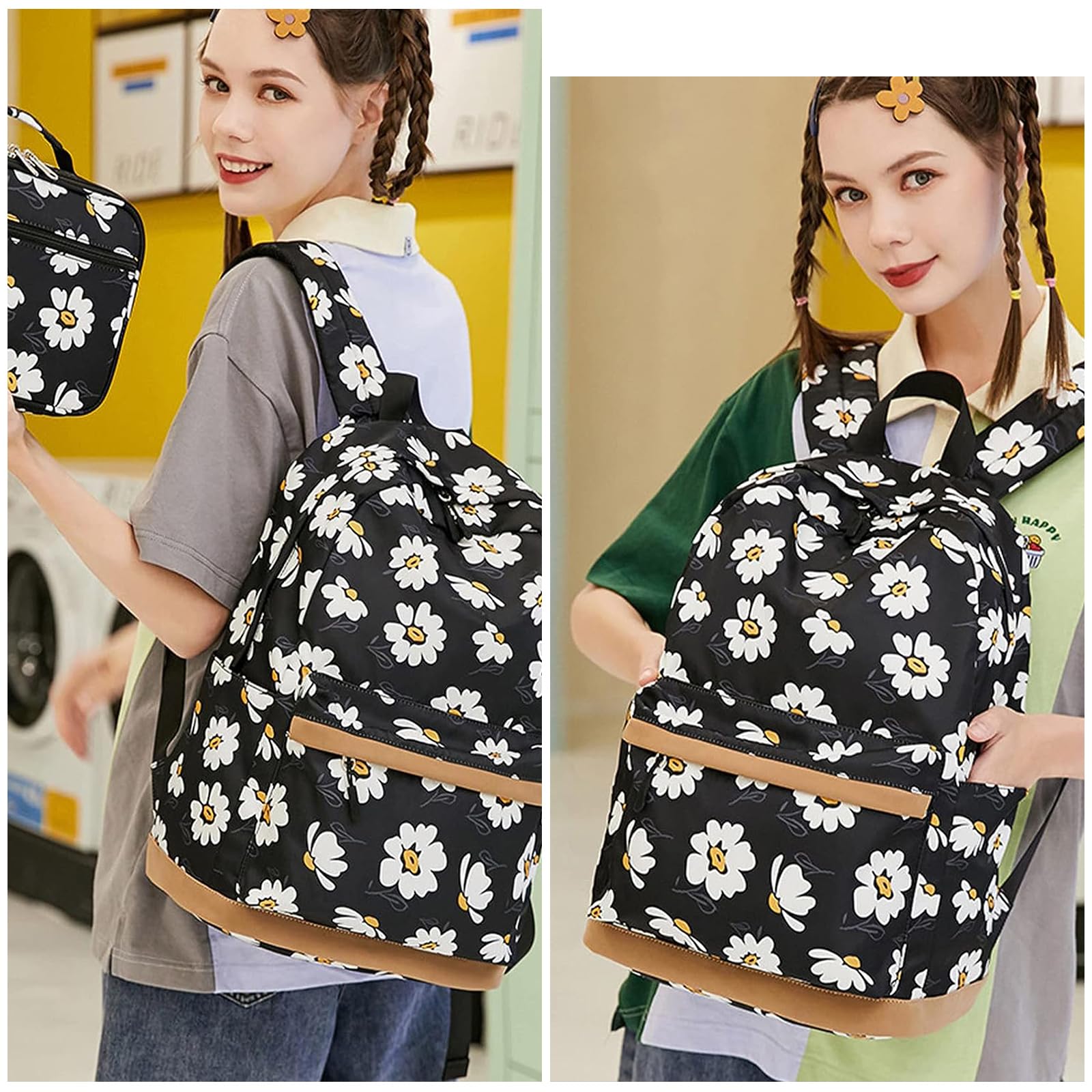 SEDEX Cartable Fille Primaire, Imperméable Léger Sac à Dos avec Toile Fermeture Éclair, Porte-Clés pour École