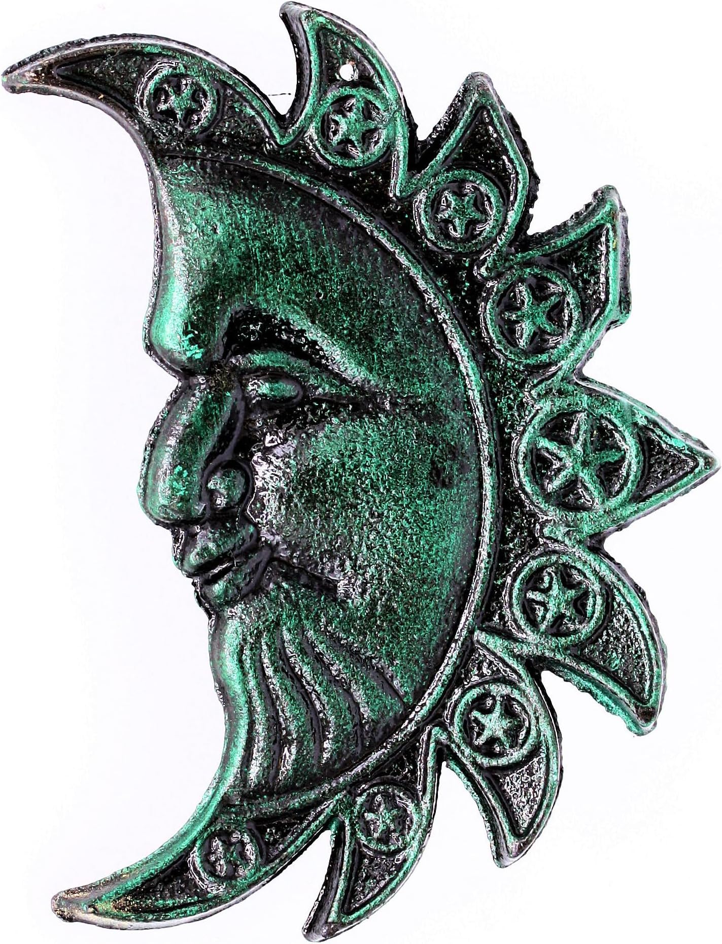 UHRIG Sun Cast Iron, Rustic Metal Wall Art, Home & Garden Decoration, Antique Black Patina Green