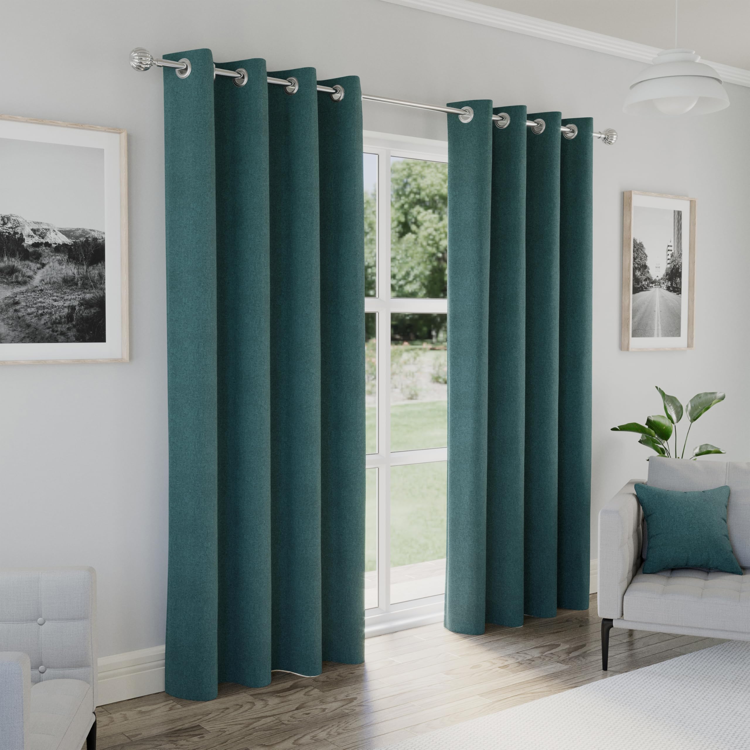 Enhanced Living Austin Teal Thermal Blackout Eyelet Curtains 117 x 229cm