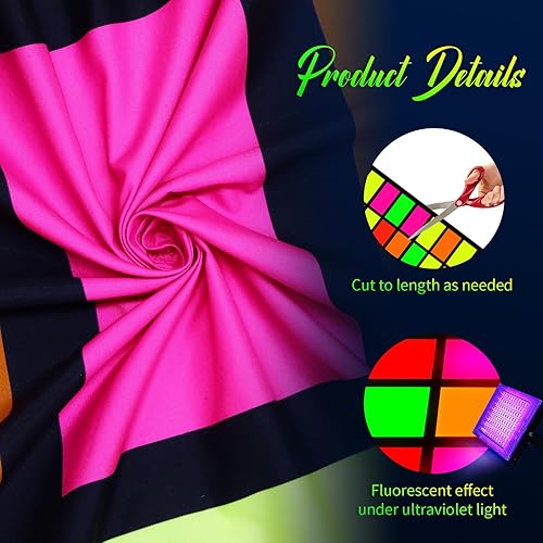 Miniatura 3 de Haull Pista de baile con luz neón de 236 x 39 pulgadas, decoración de fiesta de neón que brilla en la oscuridad, accesorios de pared fluorescentes