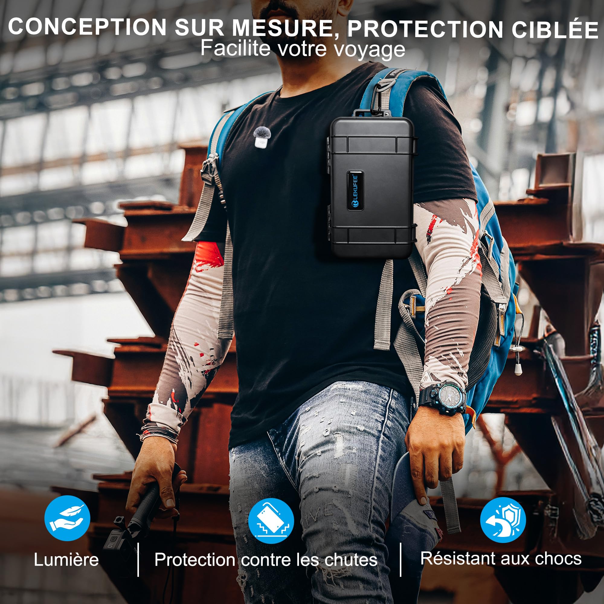 LEKUFEE étui Rigide Étanche de Voyage pour DJI Mic 3,Mic Mini 2,Mic 2, Mic Mini, Boîtier de Charge, Émetteur, Récepteur, Micro-Cravate et Autres Accessoires (étui Seulement)
