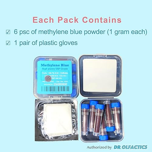 Miniatura 4 de Polvo azul de metileno 0.21 oz (grado USP 99+%) Probado por terceros - Preparar 20.3 fl oz de solución al 1% [Paquete económico 2026]