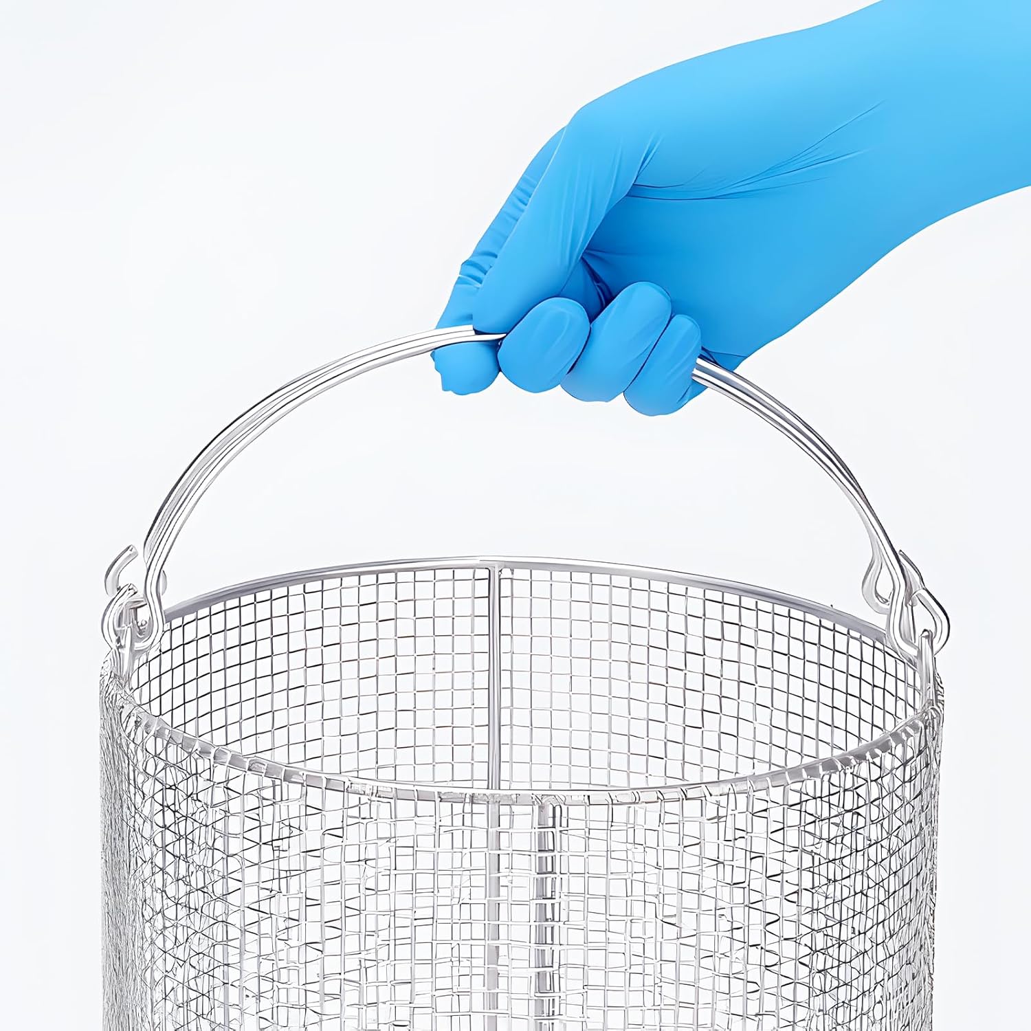 stonylab 304 Stainless Steel Ultrasonic Cleaning Basket, Dual-Handle Round Design, for Laboratory Use, 30x30 cm (DxH)