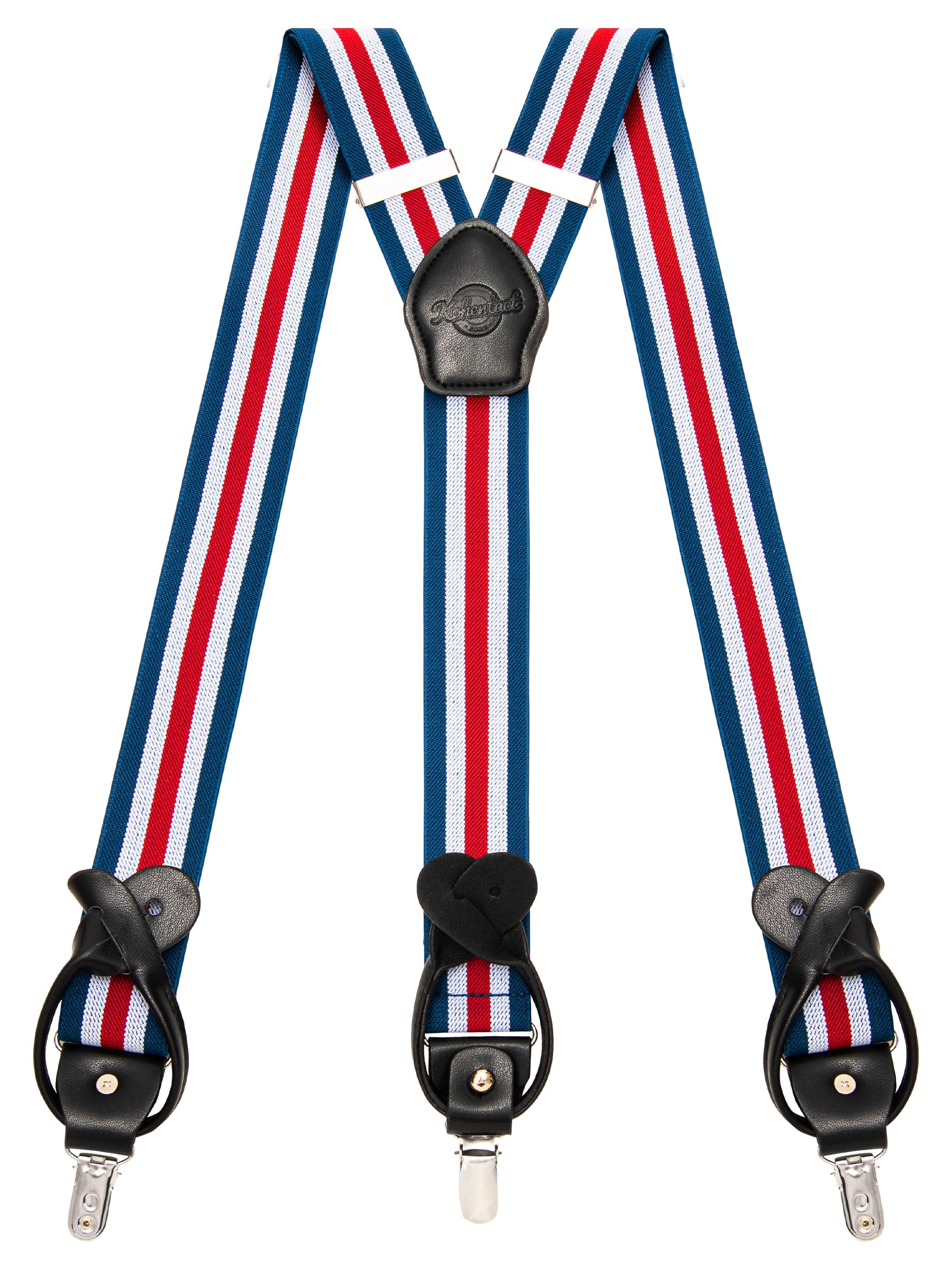 Suspenders for Men with Clip &amp; 6 Buttons 1.4in Y-Shape Stainless Steel