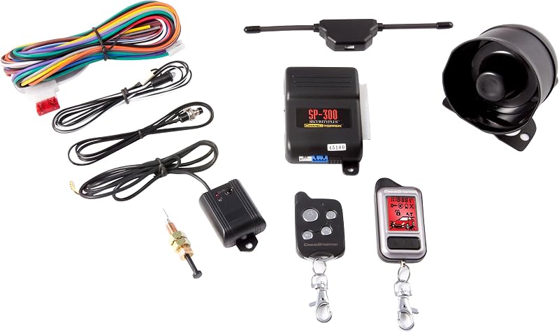 Alarme automotivo Crimestopper SP-300 2 vias FM com pager LCD, entrada sem chave e bloqueio do motor
